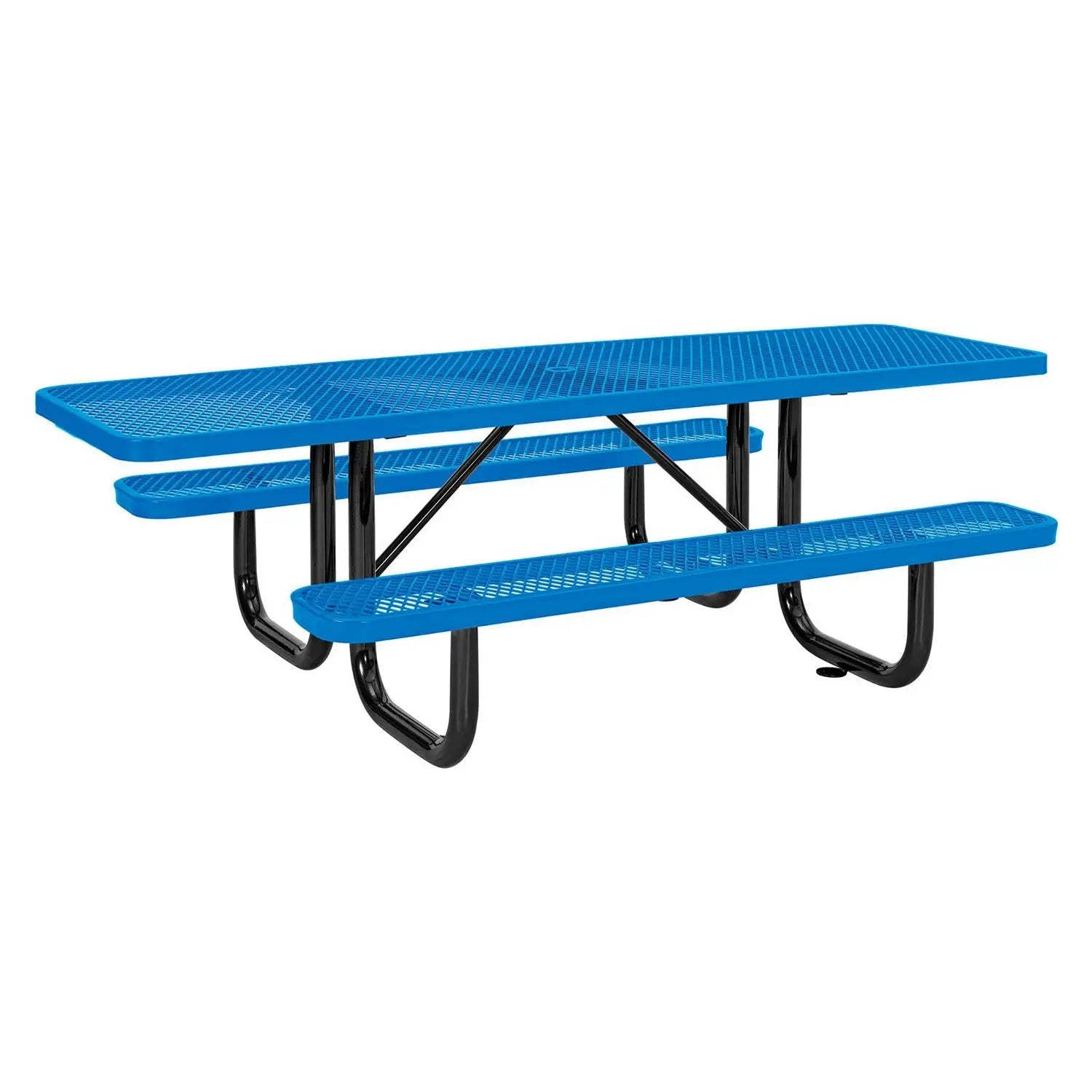 Global Industrial® ADA Compliant Expanded Steel Picnic Table, Rectangular, 96 x 60 x 29.5, Blue Top and Base