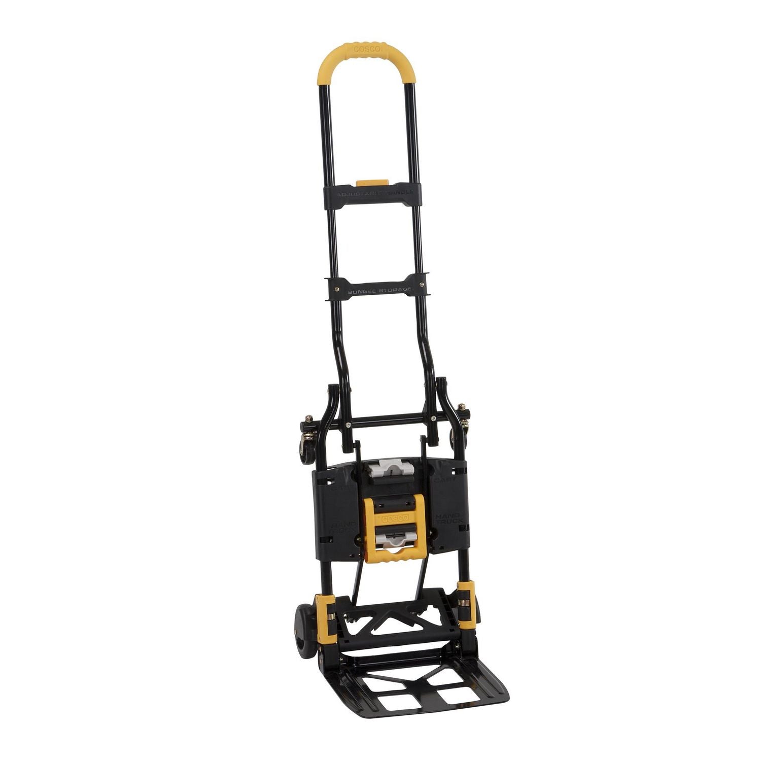 Cosco® 2-in-1 Folding Hand Truck, 300 lb Capacity, 17" x 30.5" x 33.5", Black/Yellow