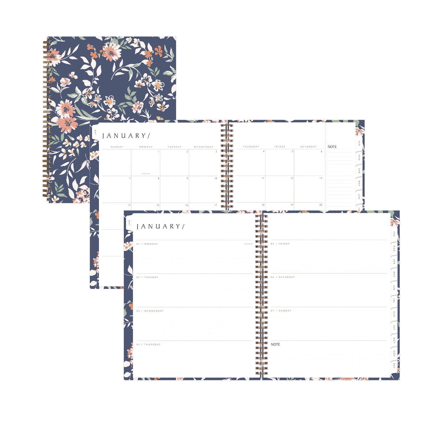 Blue Sky® One Tree Planted Effie Weekly/Monthly Planner, Floral Artwork, 11" x 8.5", Blue/Peach/Green Cover, 12-Month (Jan-Dec): 2025