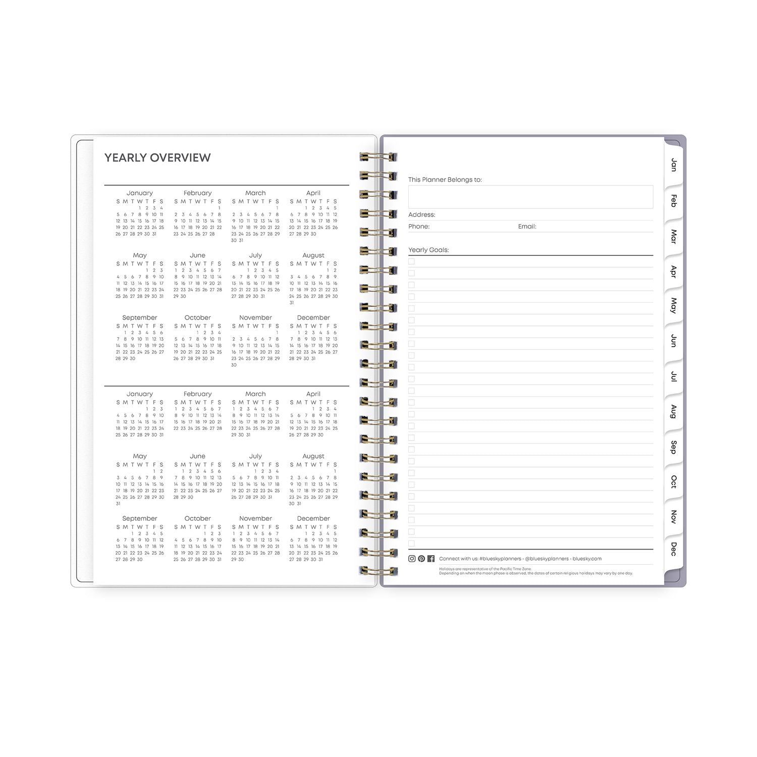 Blue Sky® Tula Weekly/Monthly Planner, Floral Artwork, 8" x 5", Purple/Pink/White Cover, 12-Month (Jan to Dec): 2025 - Bloom Skins