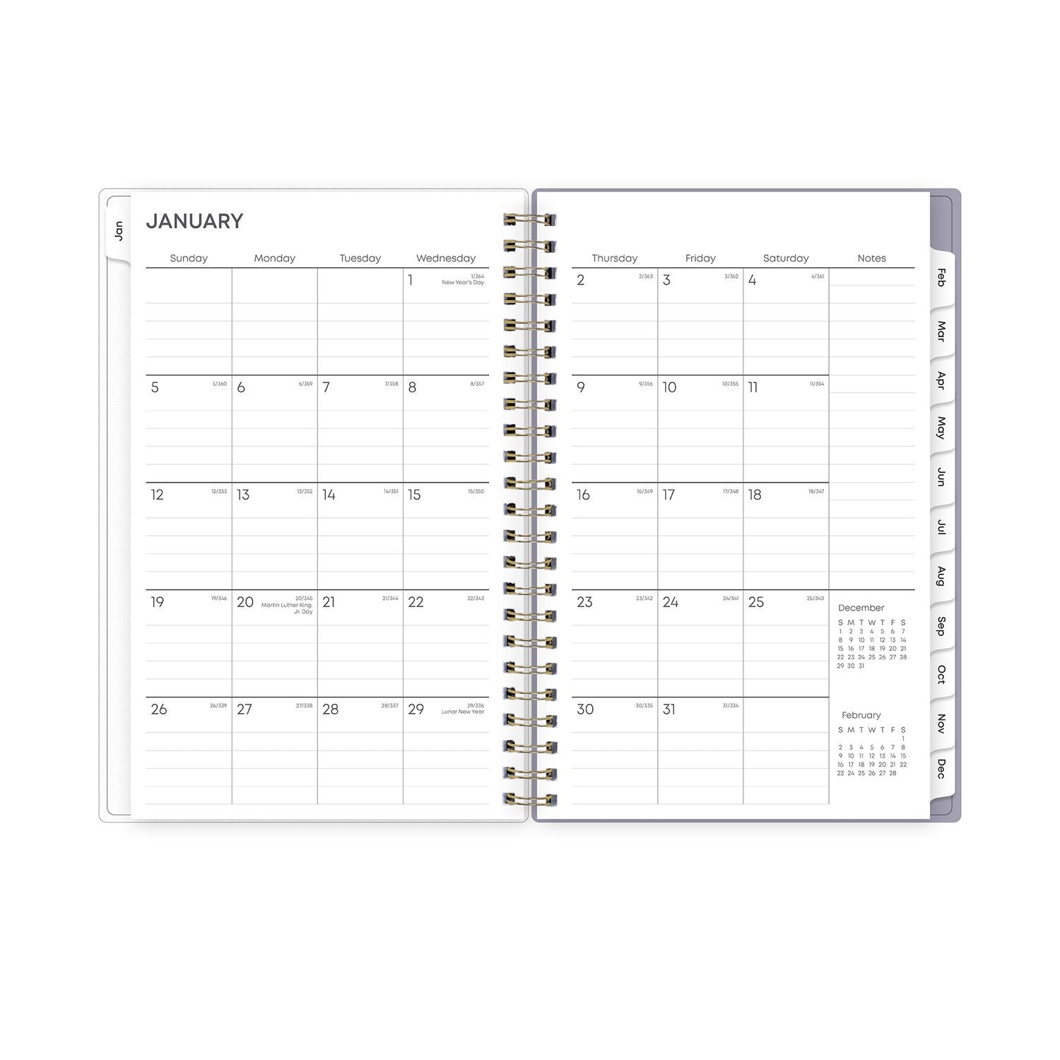 Blue Sky® Tula Weekly/Monthly Planner, Floral Artwork, 8" x 5", Purple/Pink/White Cover, 12-Month (Jan to Dec): 2025 - Bloom Skins