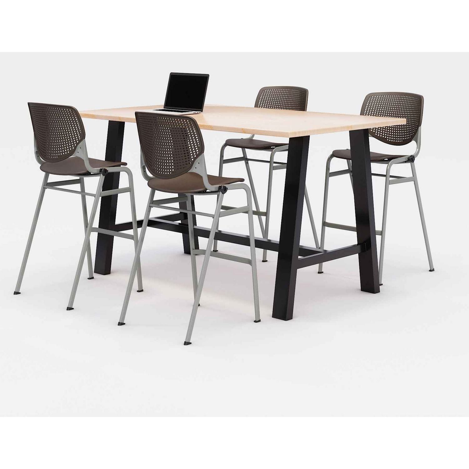 KFI Studios Midtown Bistro Dining Table with Four Brownstone Kool Barstools, 36 x 72 x 41, Kensington Maple
