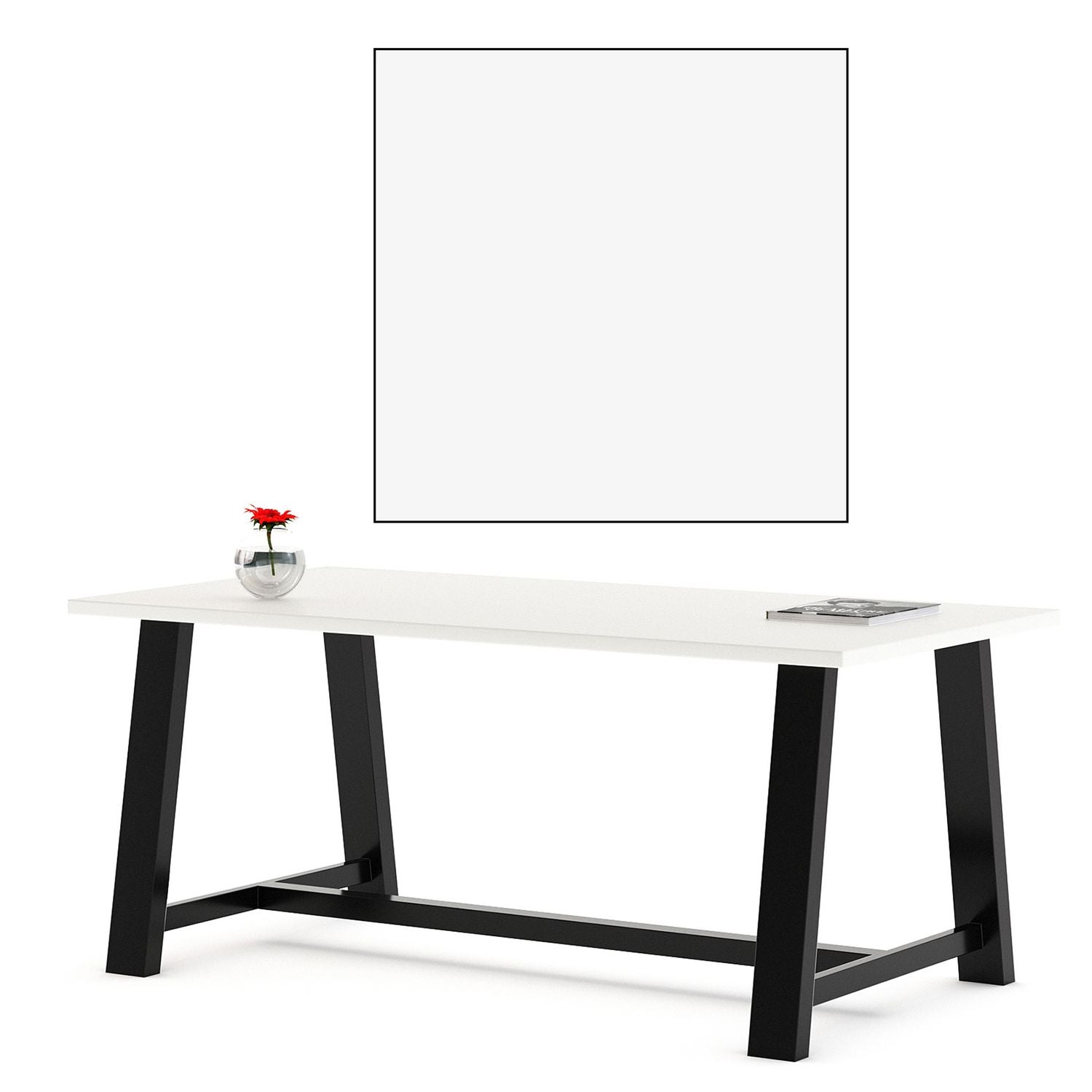 KFI Studios Midtown Dining Table with Four White Kool Series Chairs, 36 x 72 x 30, Designer White