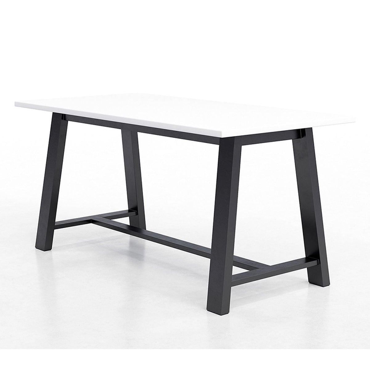 KFI Studios Midtown Bistro Dining Table with Four White Kool Barstools, 36 x 72 x 41, Designer White