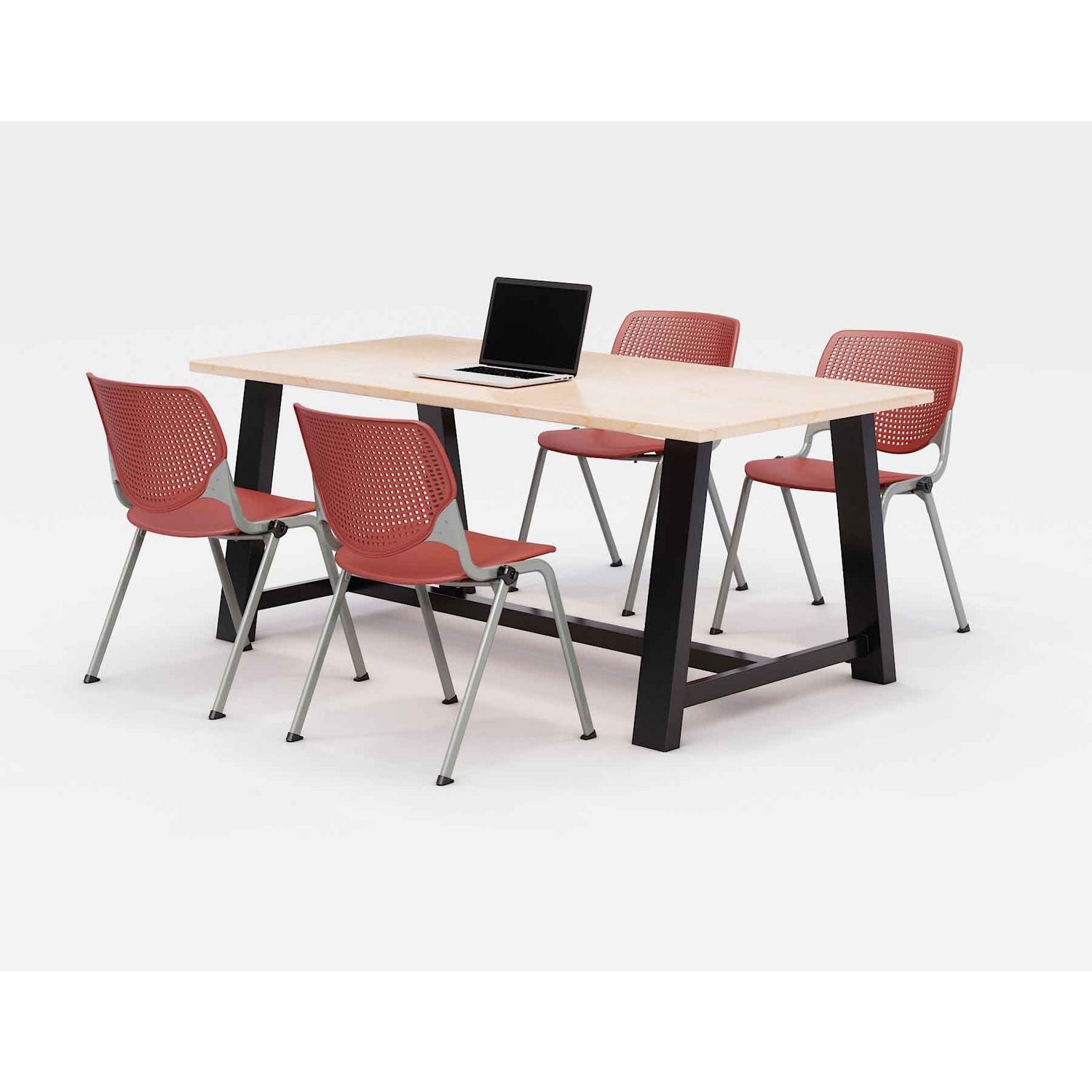 KFI Studios Midtown Dining Table with Four Coral Kool Series Chairs, 36 x 72 x 30, Kensington Maple