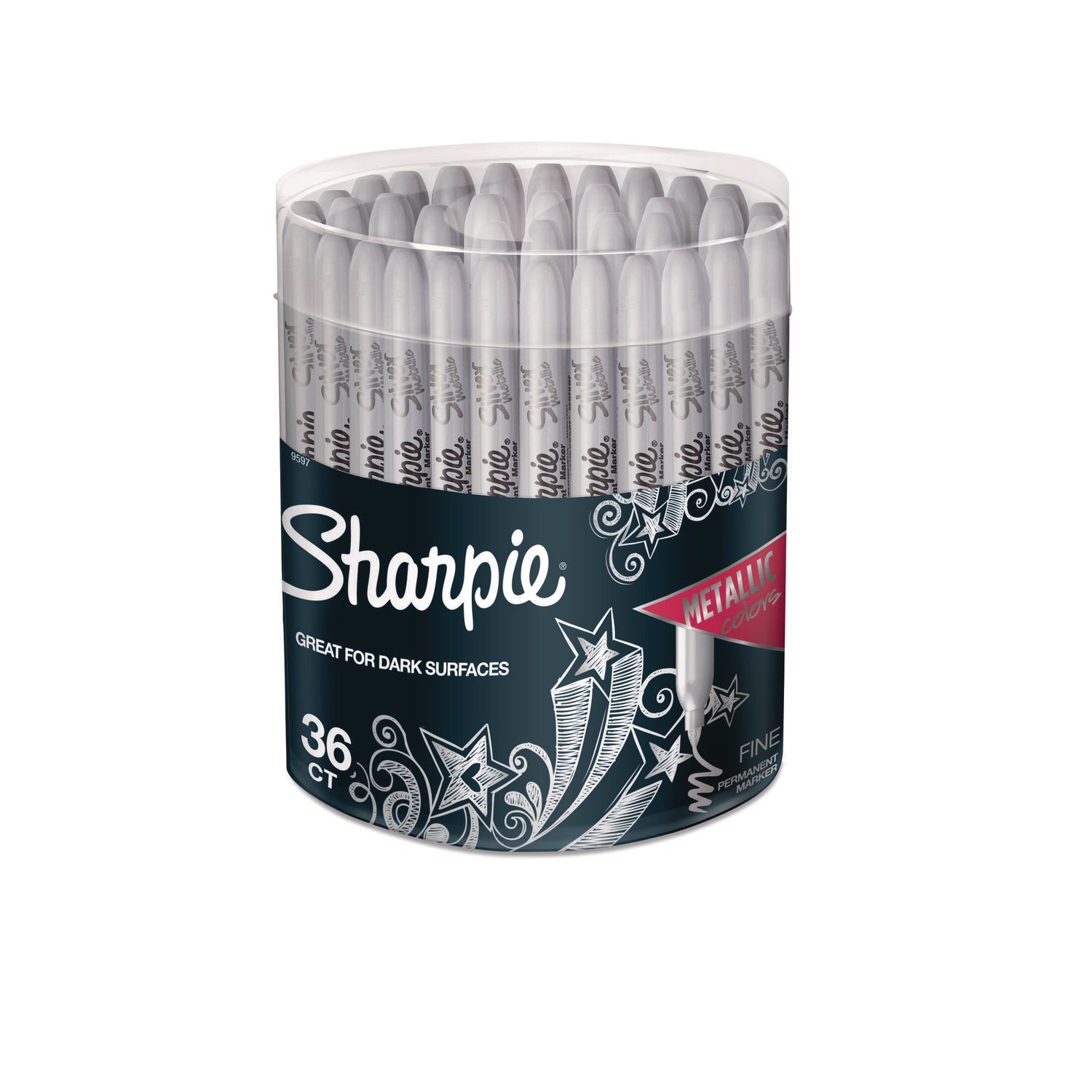 Sharpie® Metallic Fine Point Permanent Markers, Metallic Silver, 36/Pack