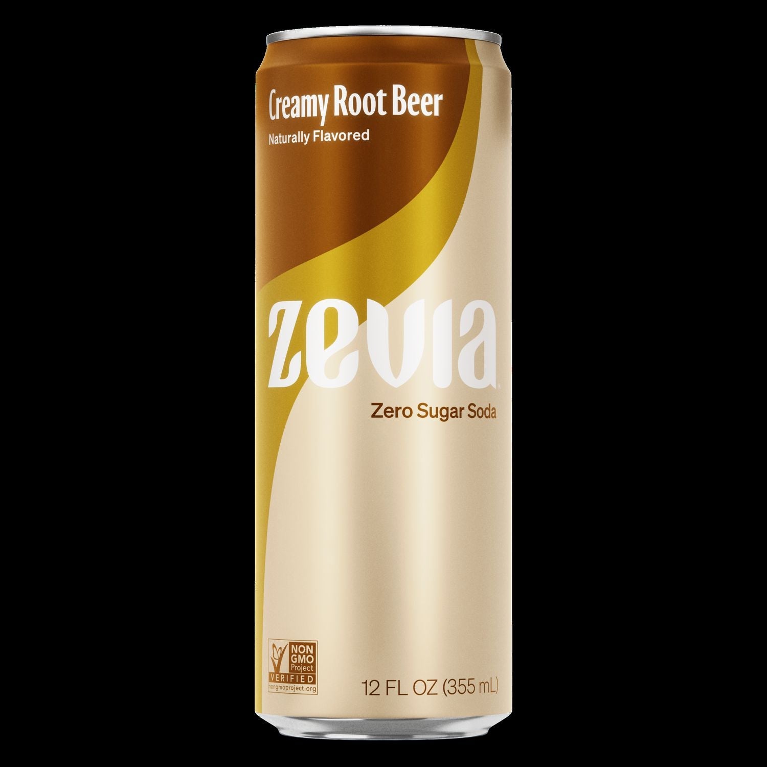 Zevia® Zero Sugar Naturally Sweetened Soda, Creamy Root Beer, 12 oz Can, 12/Carton
