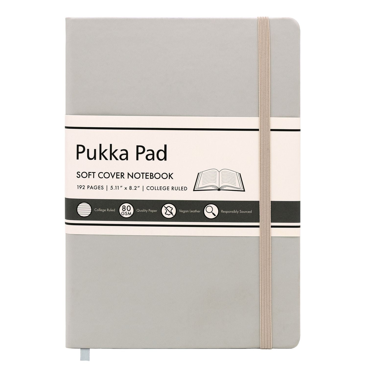 PUKKA PAD® Soft Cover Notebook, College Rule, Pebble Cover, (96) 8.2 x 5.11 Sheets