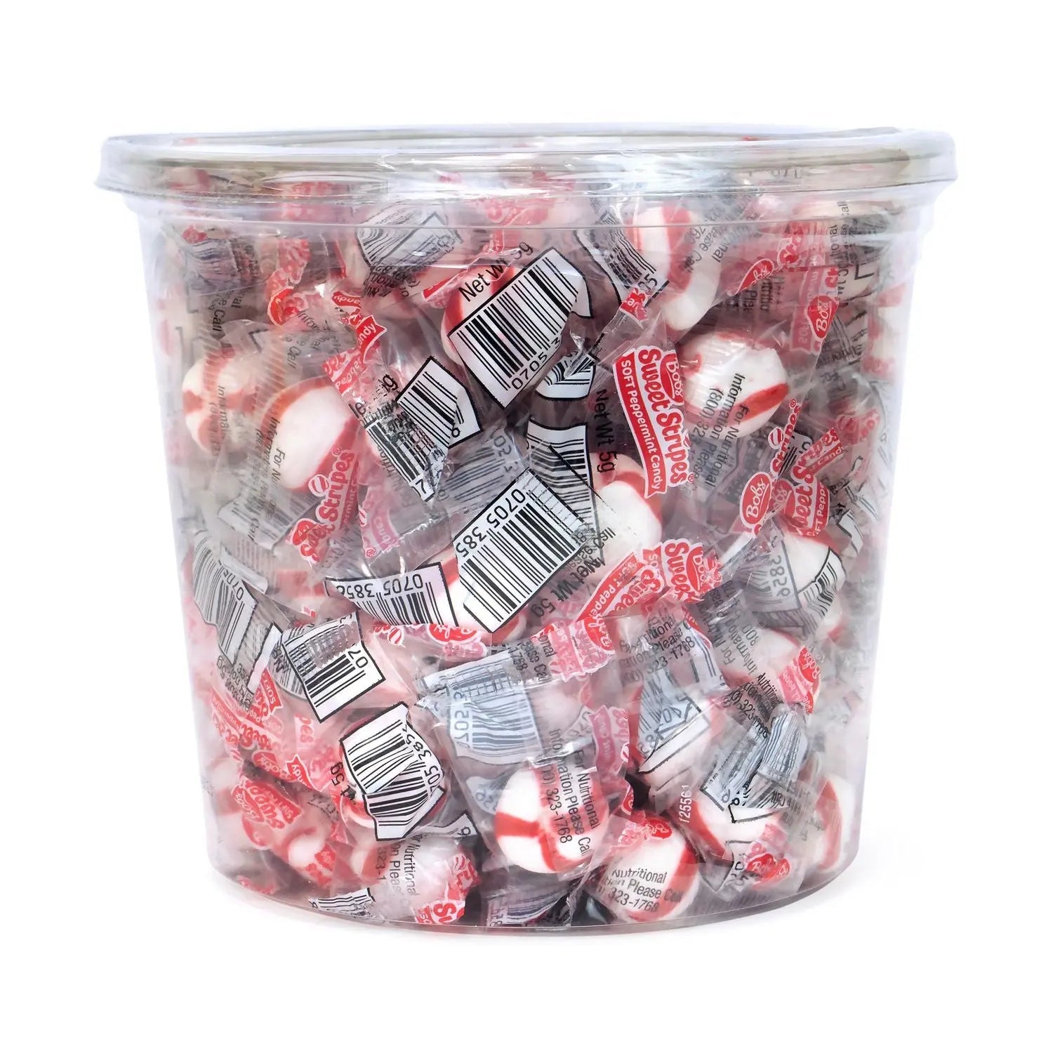 Ferrara® Bobs Sweet Stripes Soft Candy, Peppermint, 0.18 oz Individually Wrapped, 160/Tub, 2 Tubs/Carton