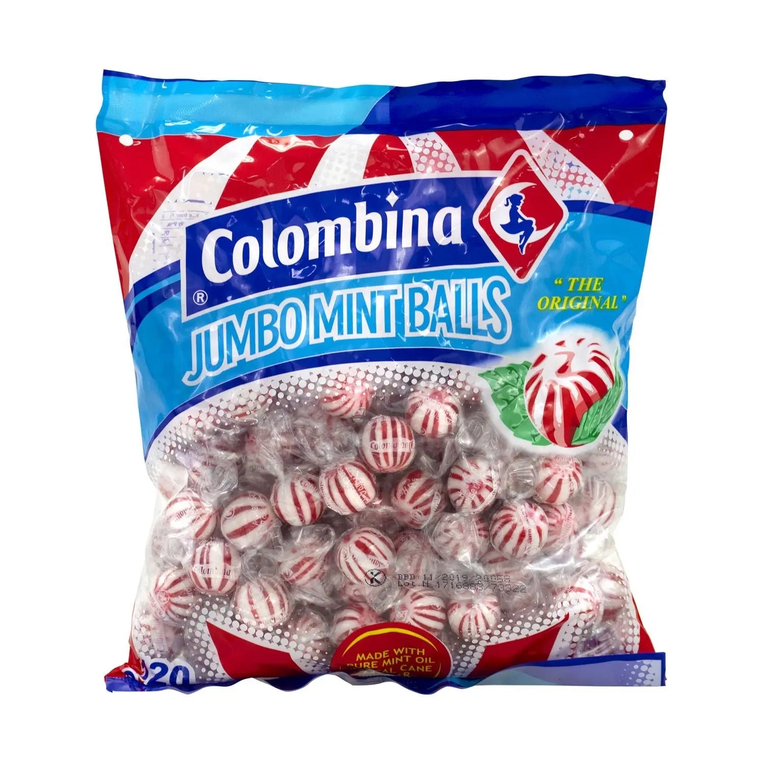 Colombina Jumbo Peppermint Balls, 0.32 oz Individually Wrapped, 120/Bag, 4 Bags/Carton - Bloom Skins