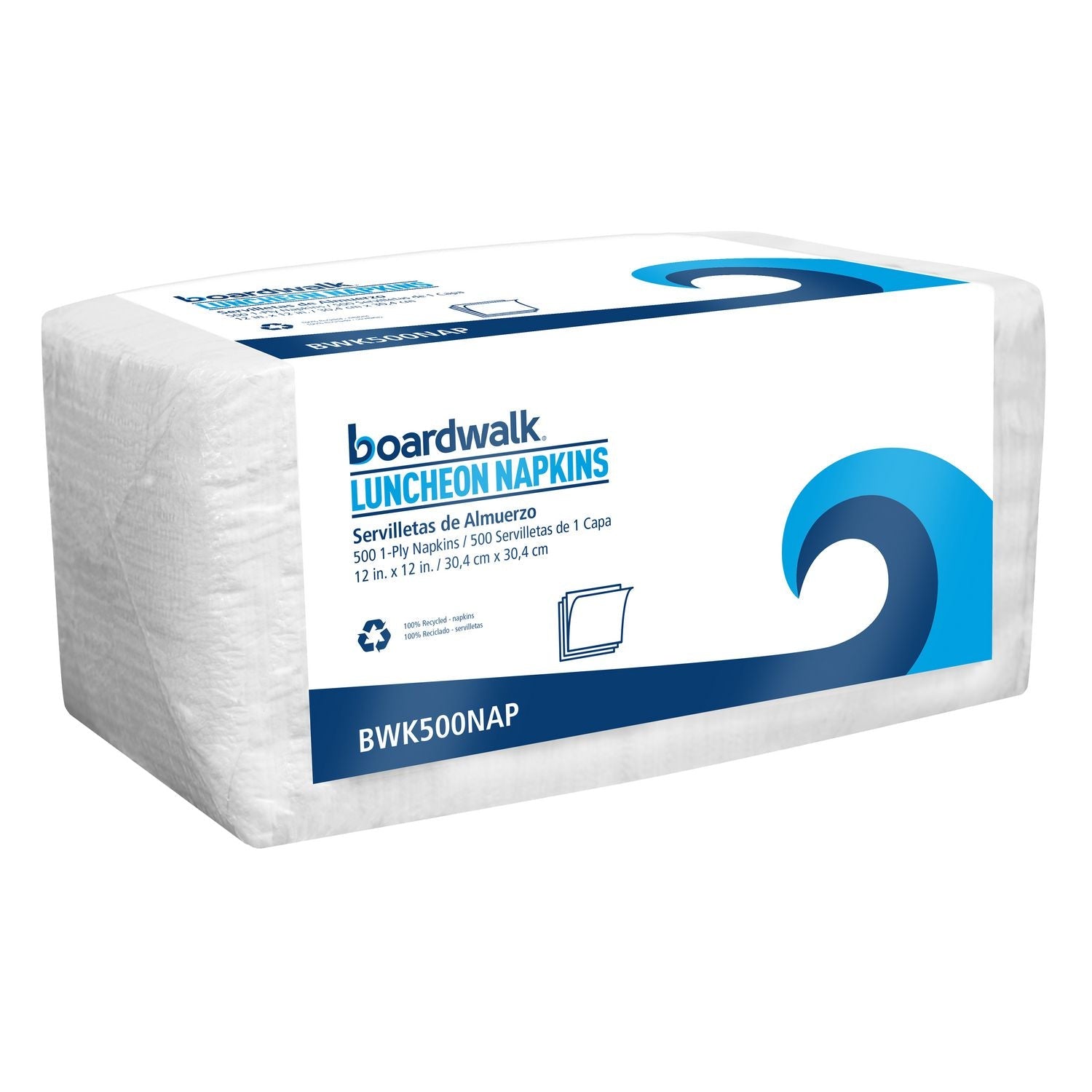 Boardwalk® 1/4-Fold Lunch Napkins, 1-Ply, 12" x 12", White, 500/Pack, 6 Packs/Carton