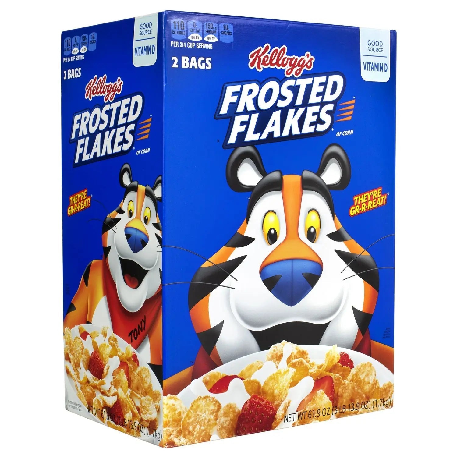 Kellogg's® Frosted Flakes Breakfast Cereal, 2 Bags/61.9 oz Box, 2 Boxes/Carton