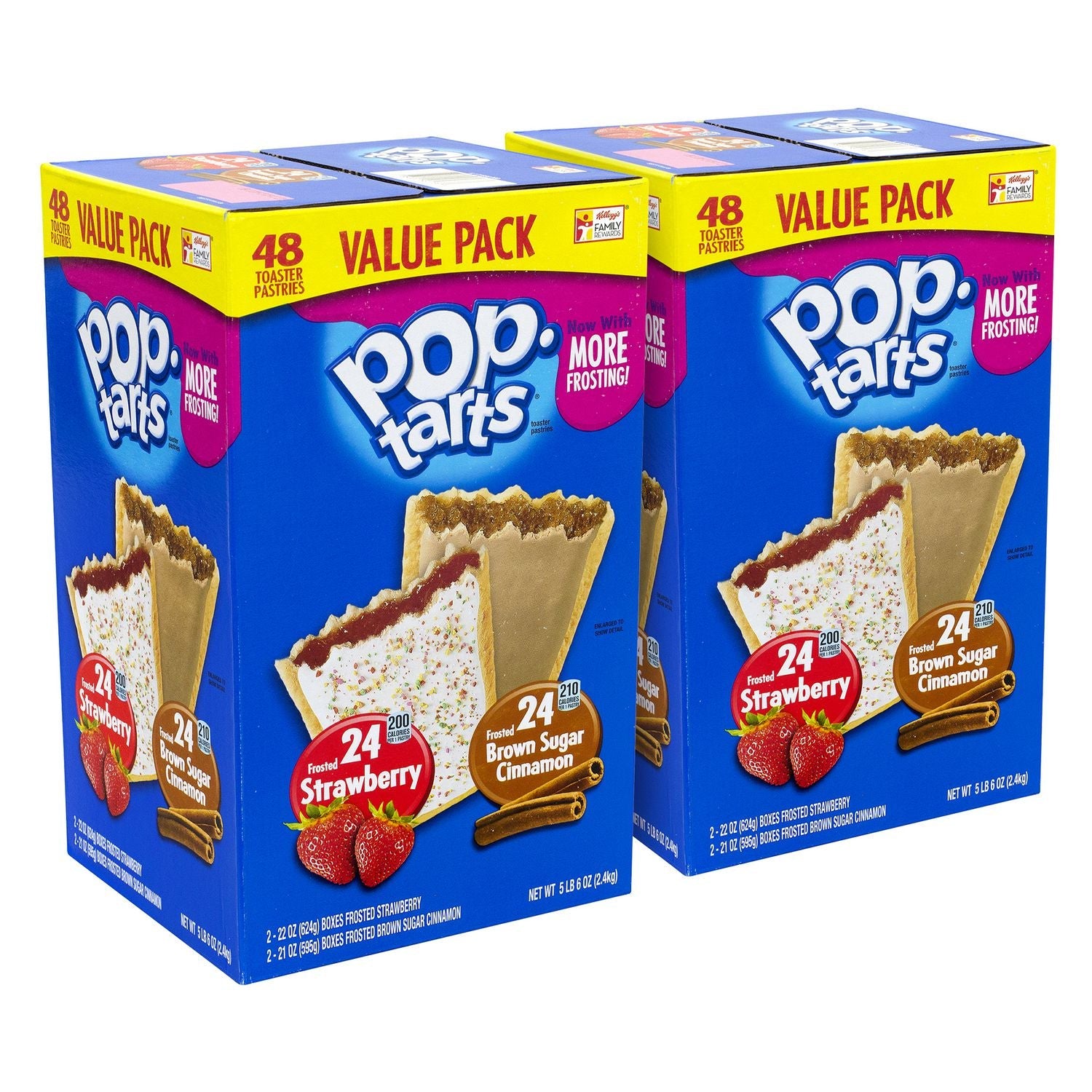 Kellogg's® Pop Tarts, Brown Sugar Cinnamon/Strawberry, 2/Pouch, 24 Pouches Box, 2 Boxes/Carton