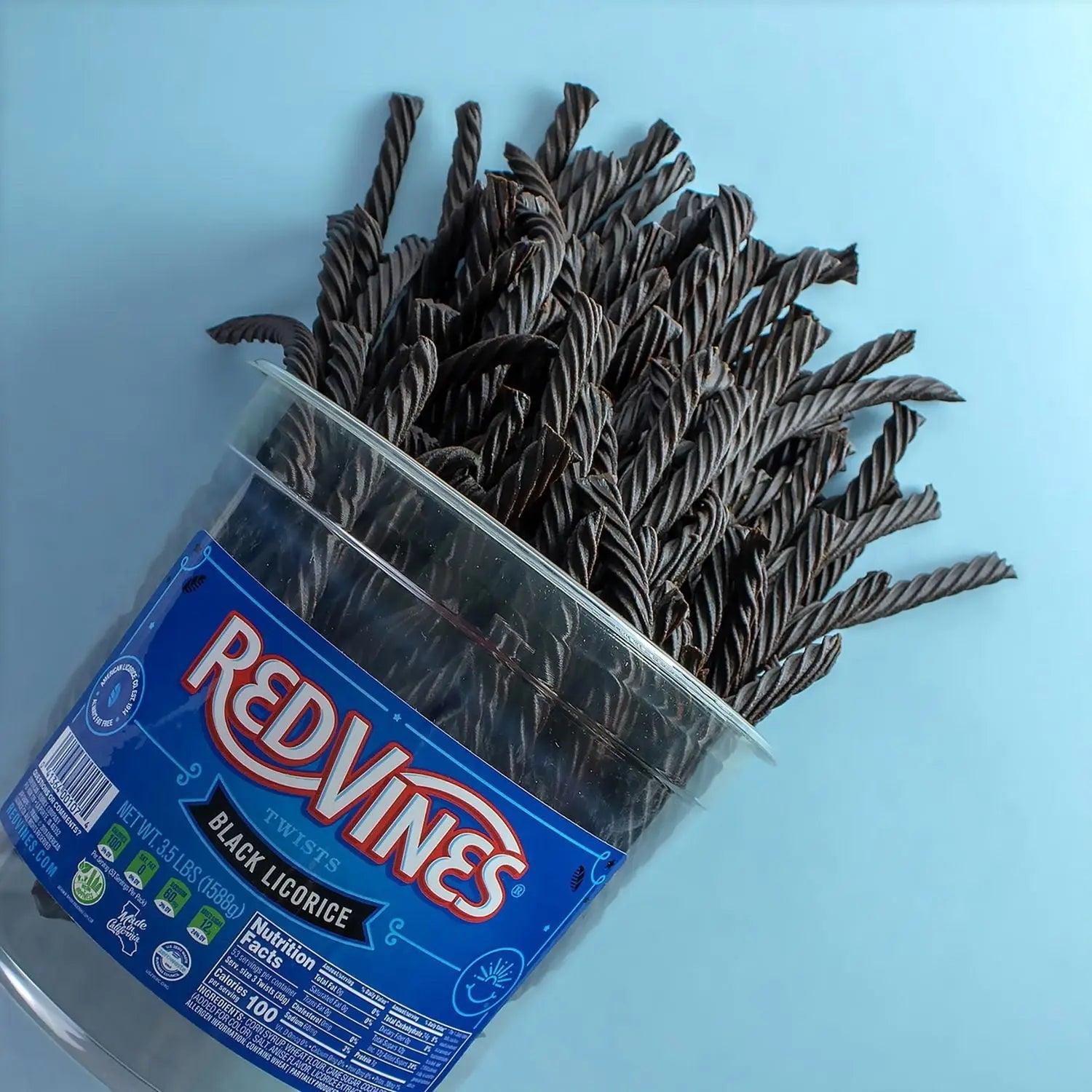 Red Vines® Black Licorice Twists, 3.5 lb Jar, 2/Carton