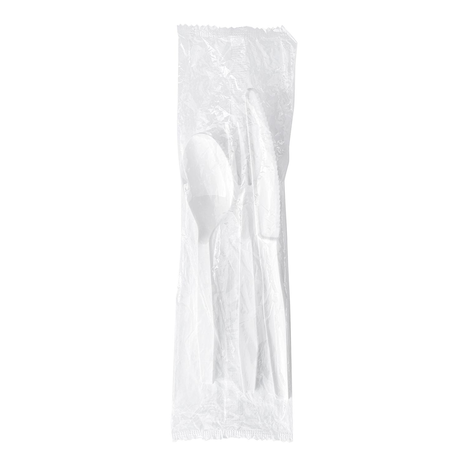 Boardwalk® Three-Piece Polystyrene Cutlery Kit, Heavyweight, Fork/Knife/Spoon, Plastic, White, 250/Carton