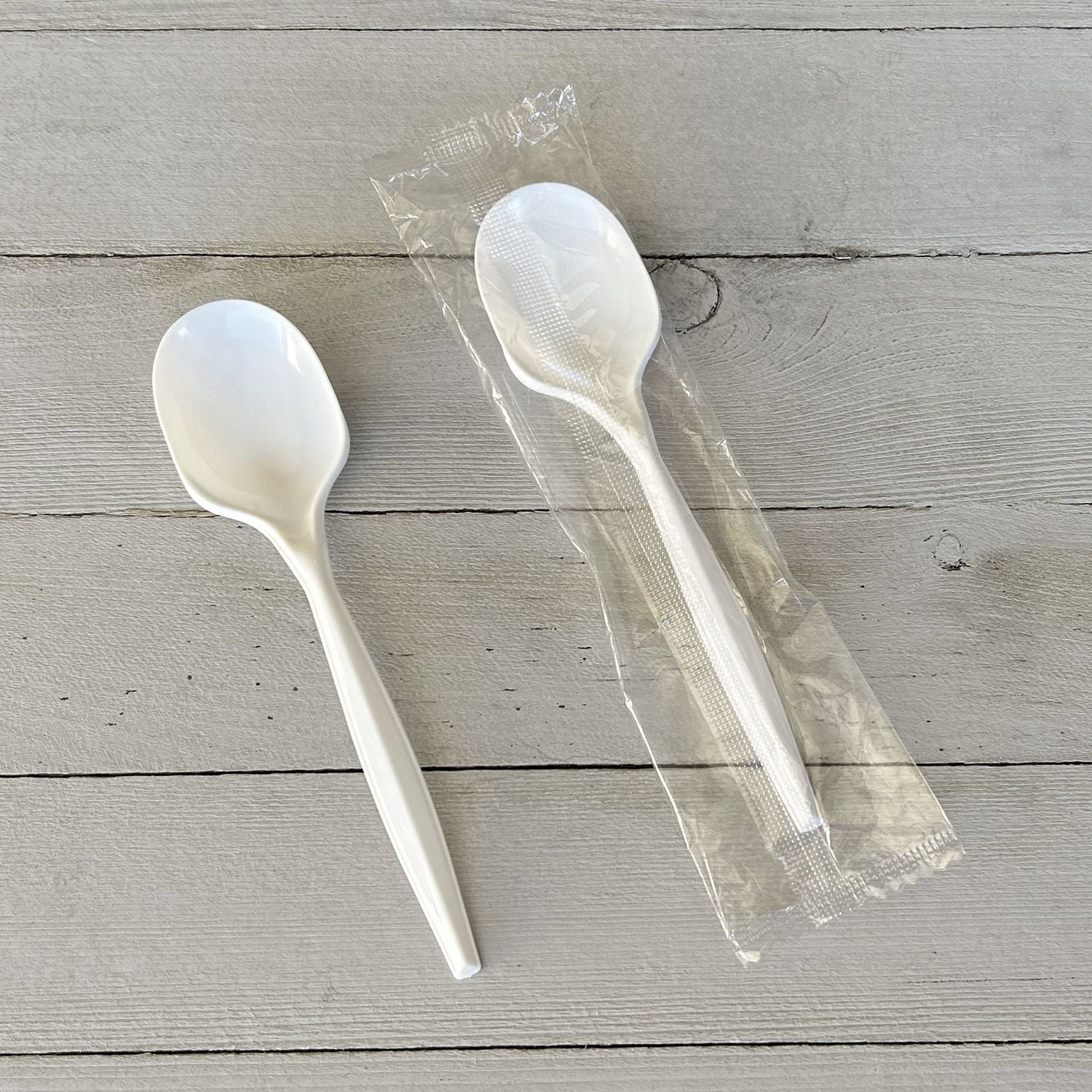 Boardwalk® Mediumweight Wrapped Polypropylene Cutlery, Soup Spoon, 4.86", Plastic, White, 1,000/Carton