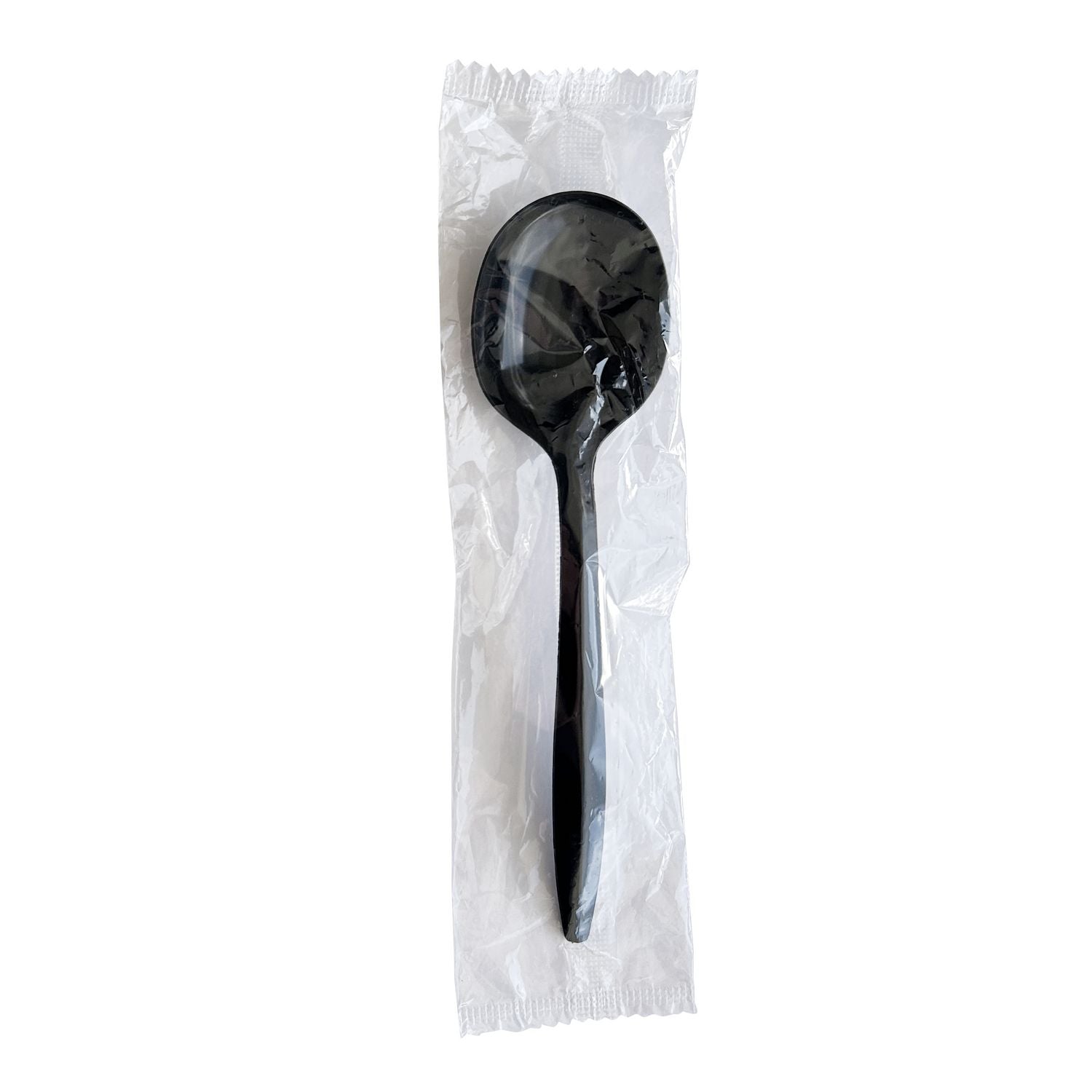 Boardwalk® Mediumweight Wrapped Polypropylene Cutlery, Soup Spoon, Plastic, Black, 1,000/Carton