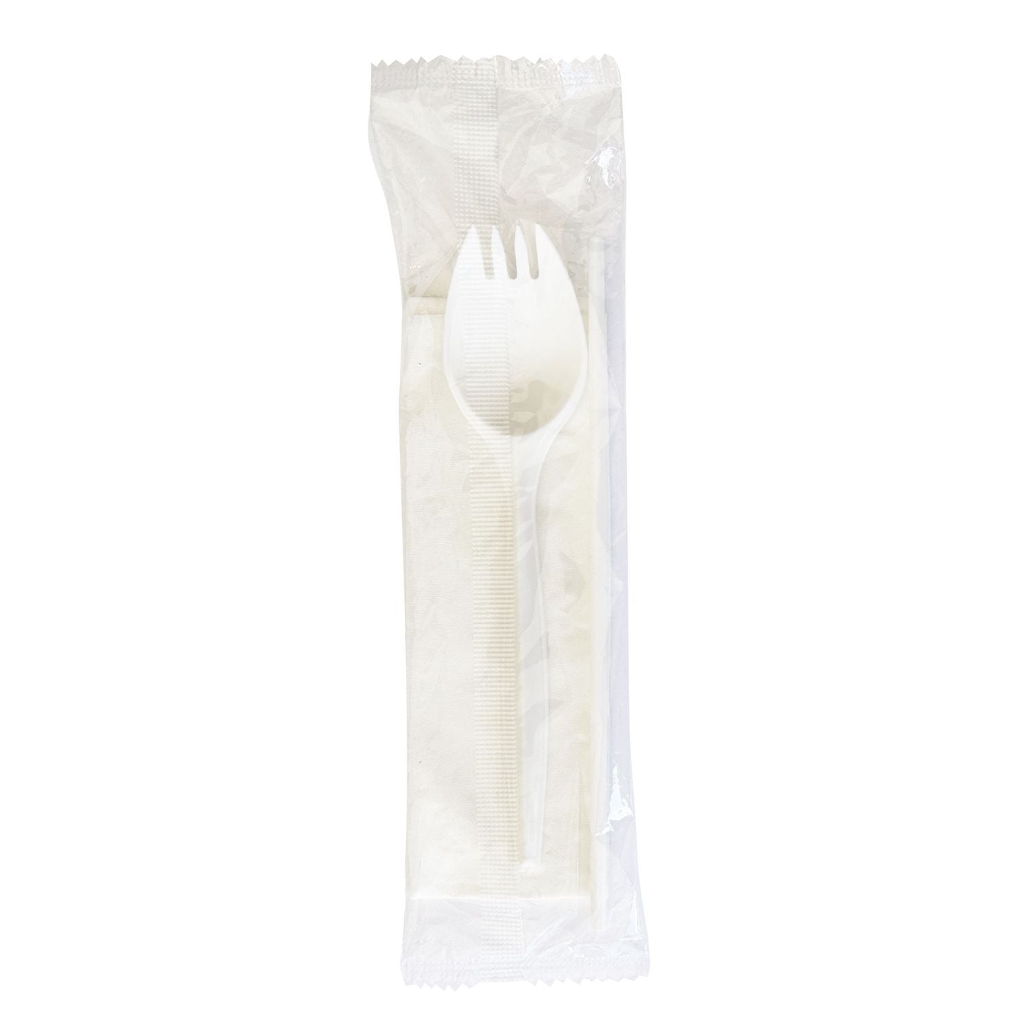 Boardwalk® School Cutlery Kit, Mediumweight, Napkin/Spork/Straw, 5.31", Plastic, White, 1,000/Carton