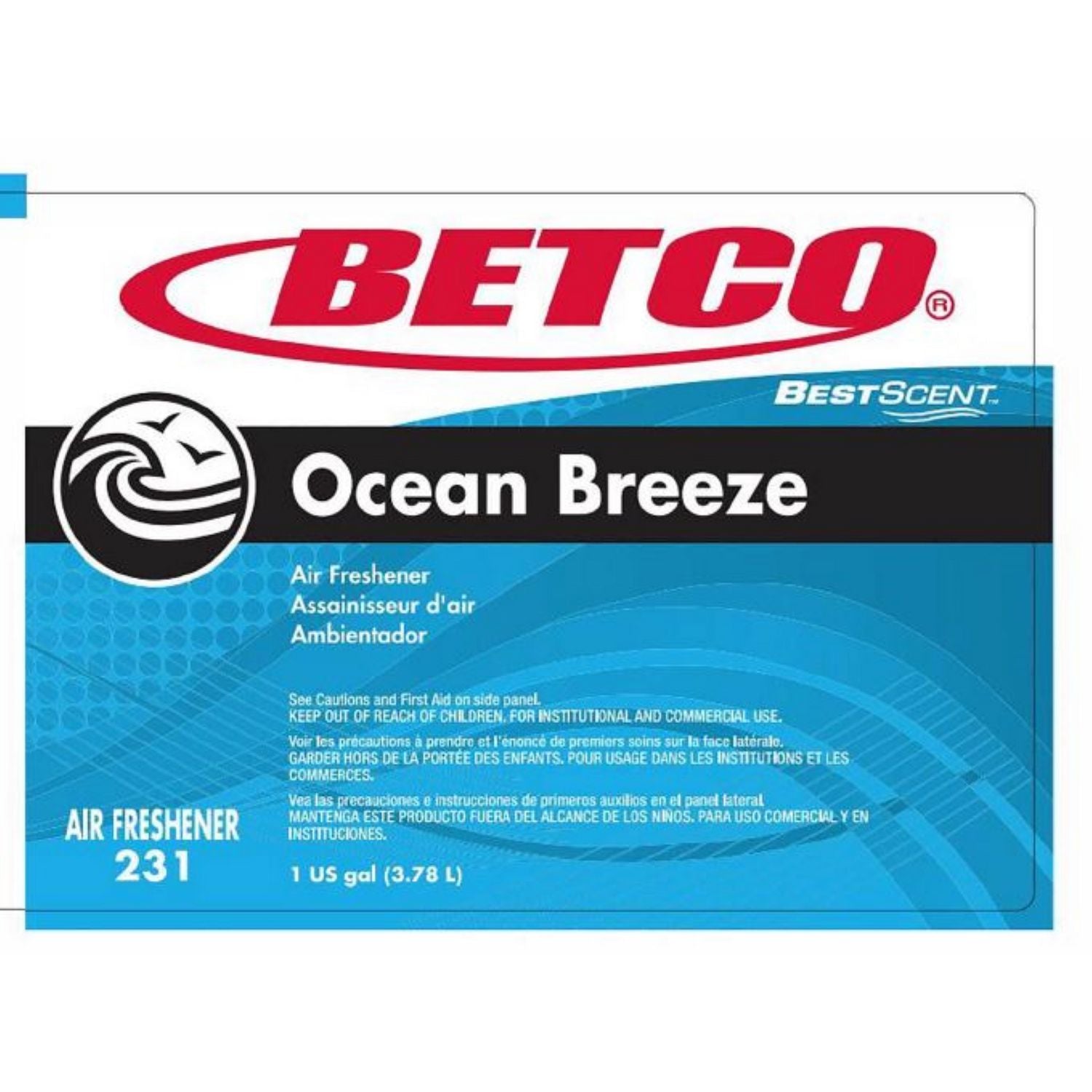 Betco® BestScent Ocean Breeze Deodorizer, Ocean Breeze Scent, 1 gal Bottle, 4/Carton