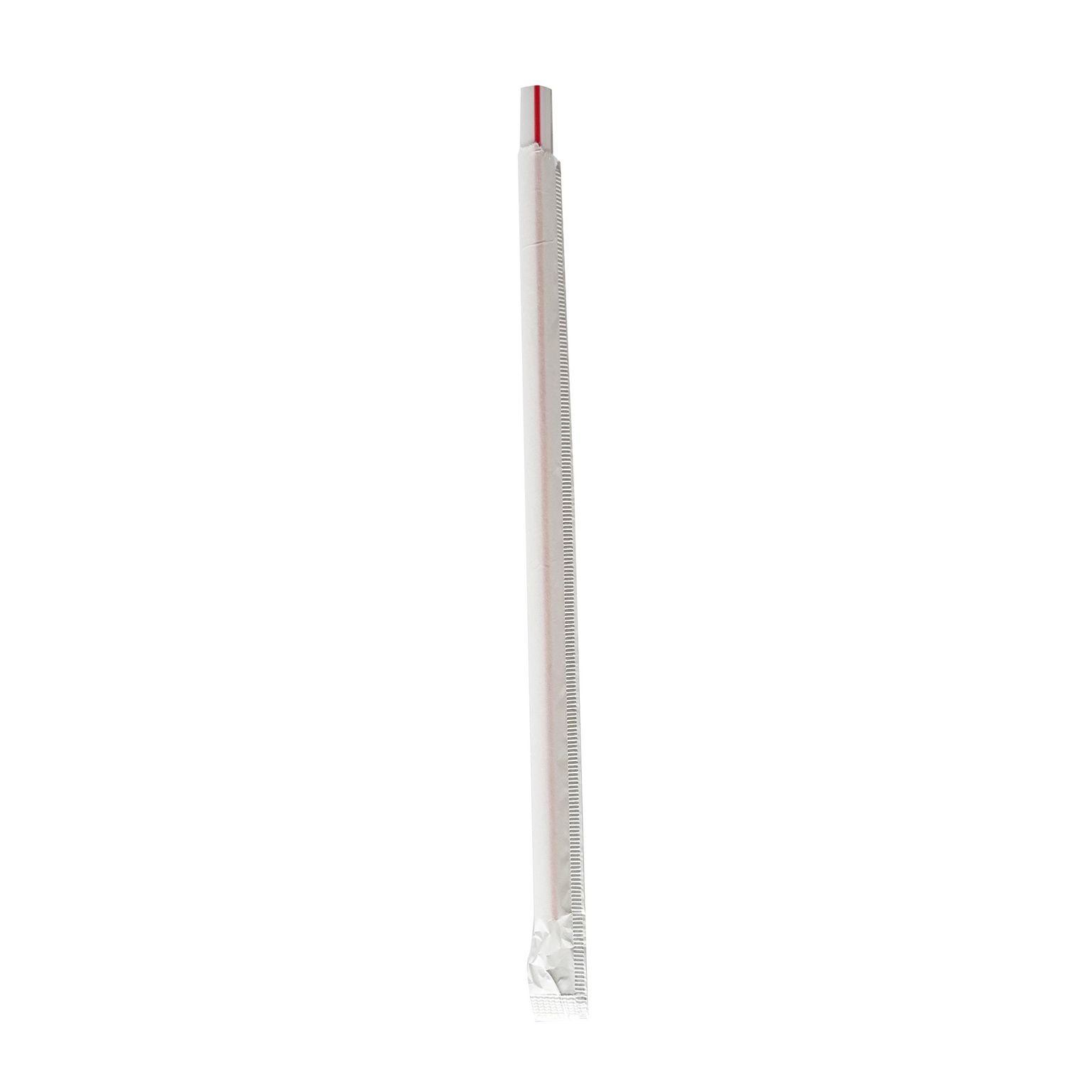 Boardwalk® Wrapped Giant Straws, 7.75", Polypropylene, Red/White Striped, 7,200/Carton