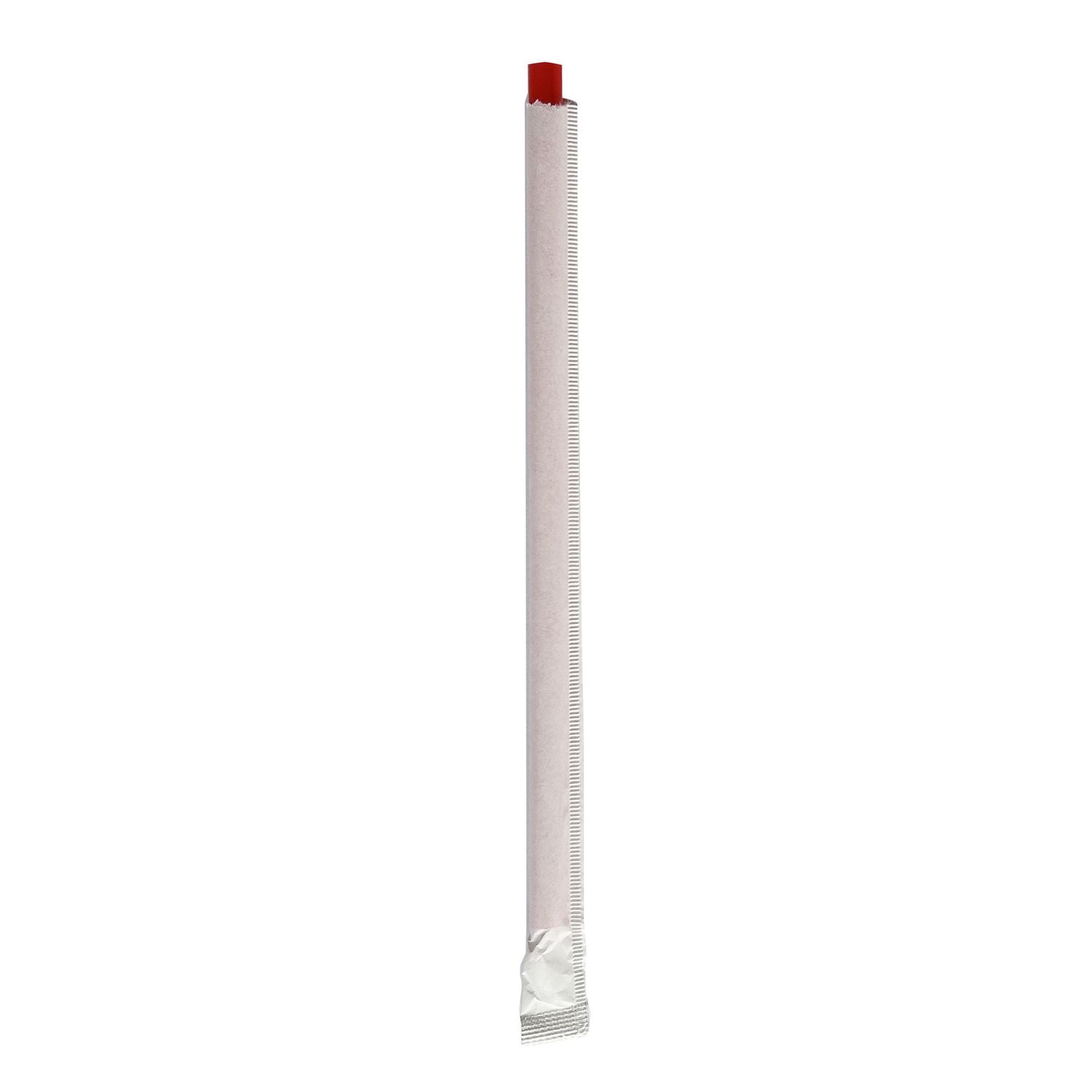 Boardwalk® Wrapped Giant Straws, 7.75", Polypropylene, Red, 7,200/Carton