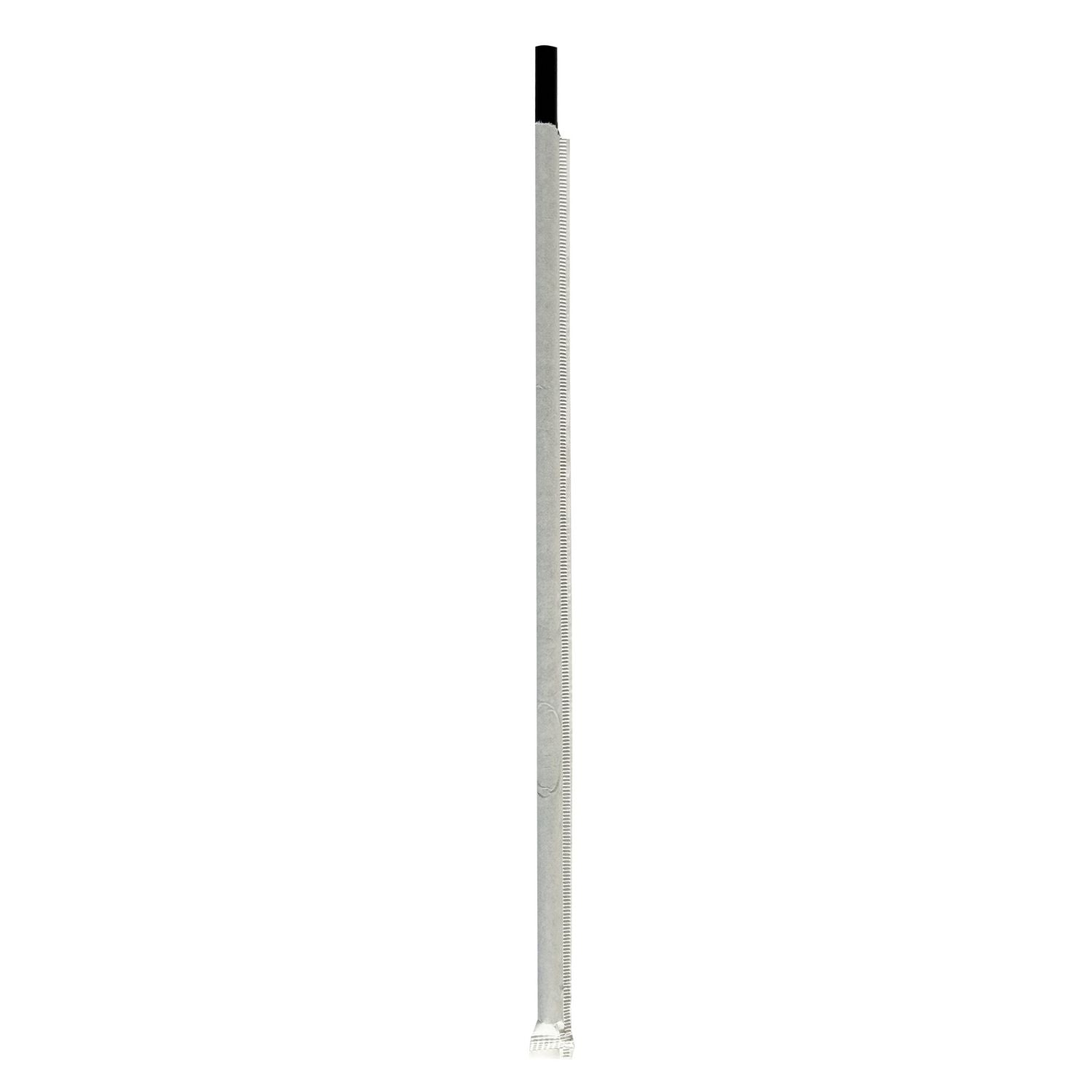 Boardwalk® Wrapped Jumbo Straws, 10.25", Polypropylene, Black, 2,000/Carton