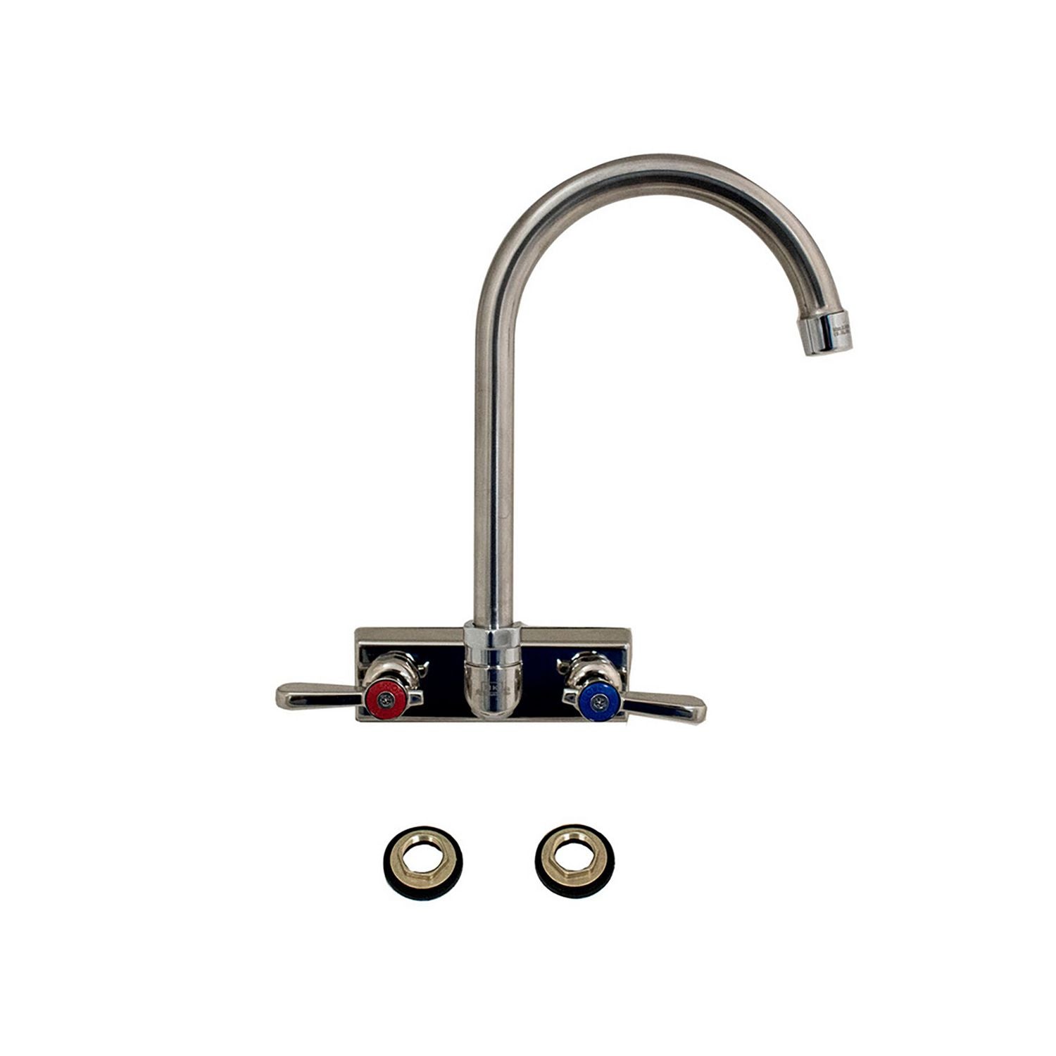BK Resources Evolution Splash Mount Stainless Steel Faucet, 12.38" Height/8" Reach, Stainless Steel