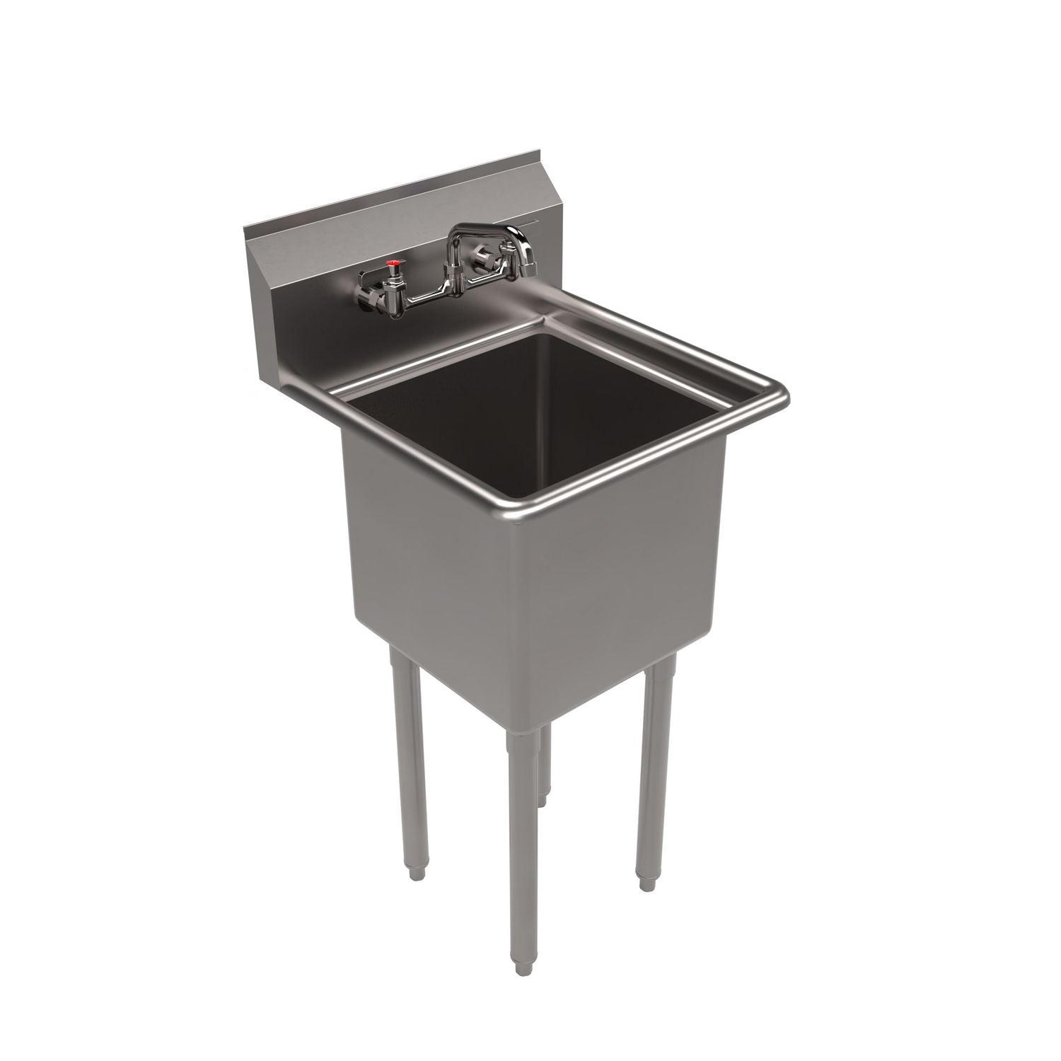BK Resources Stainless Steel Sink and Faucet Bundle, Sink/Faucet/Faucet Mounting Kit/Drain, 15" L x 15" W x 14" D