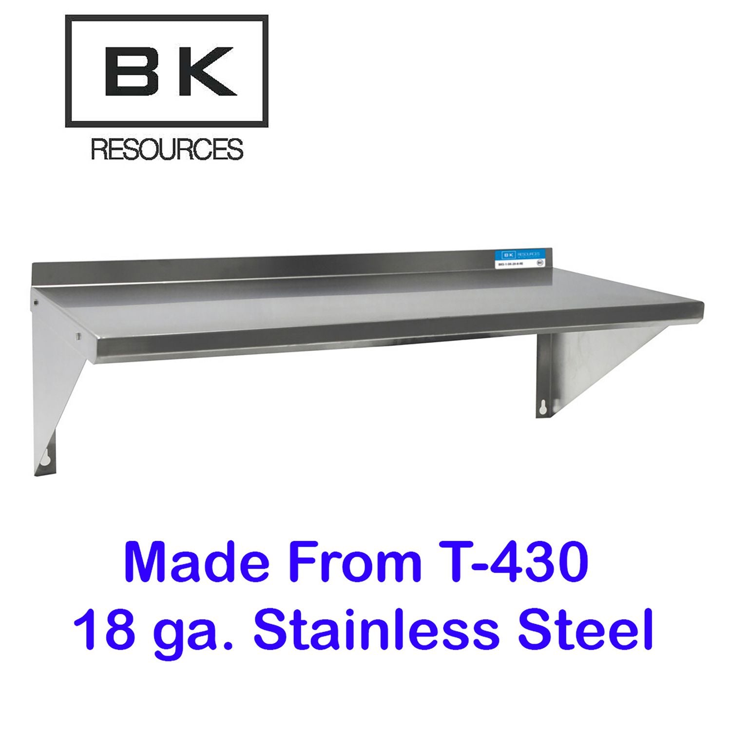 BK Resources Stainless Steel Economy Overshelf, 24w x 12d x 8h, Stainless Steel, Silver, 2/Pallet