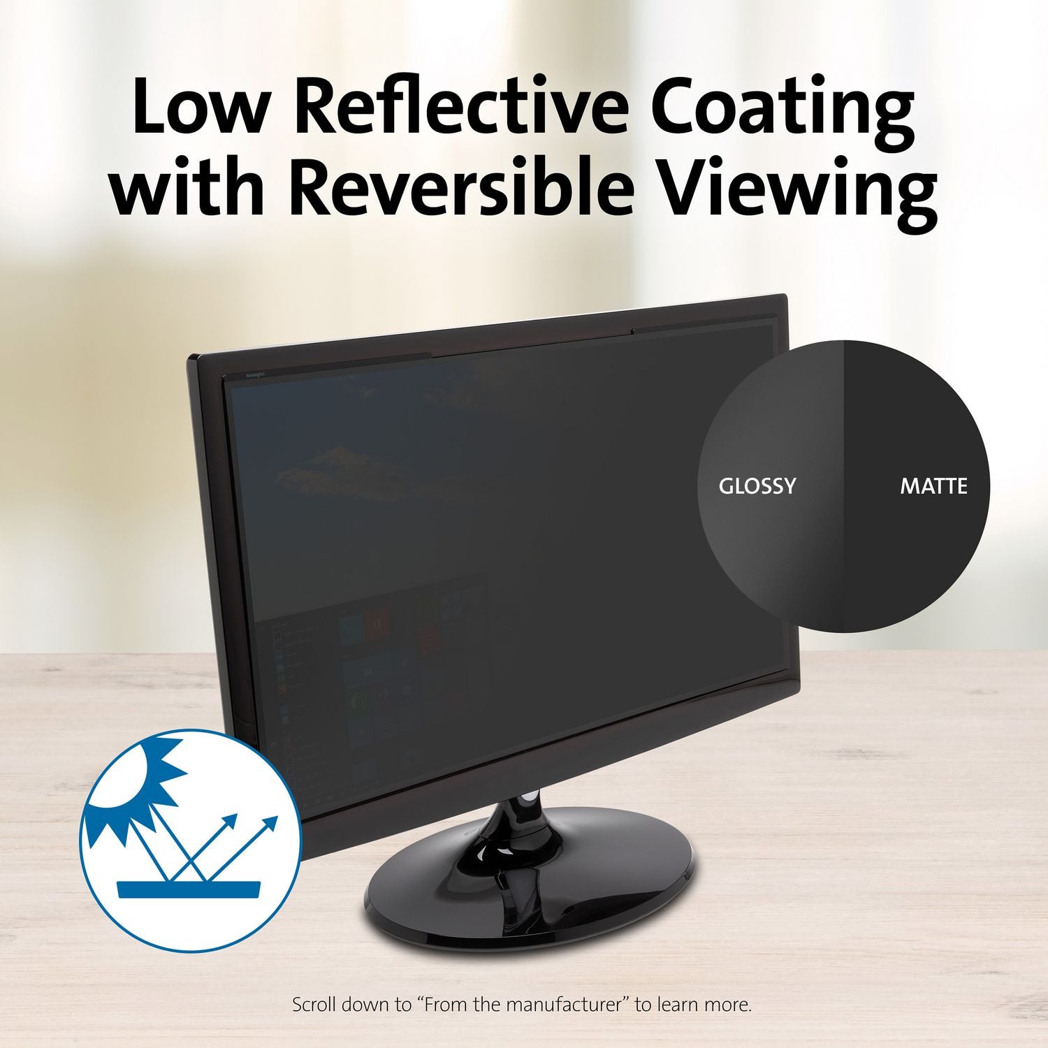 Kensington® Magnetic Monitor Privacy Screen for 23.8" Widescreen Flat Panel Monitors, 16:9 Aspect Ratio