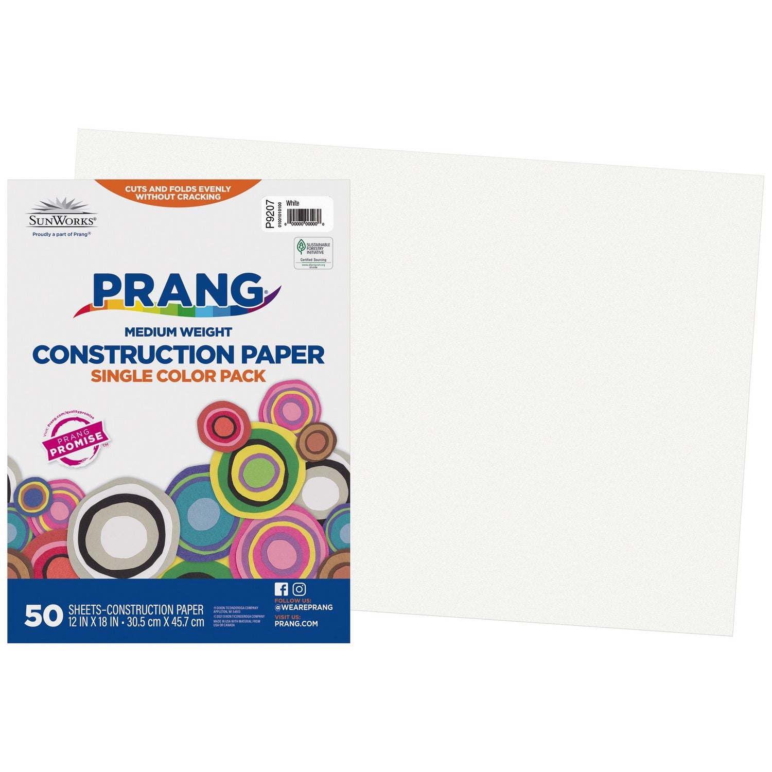 Prang® SunWorks Construction Paper, 50 lb Text Weight, 12 x 18, White, 50/Pack, 25 Packs/Carton