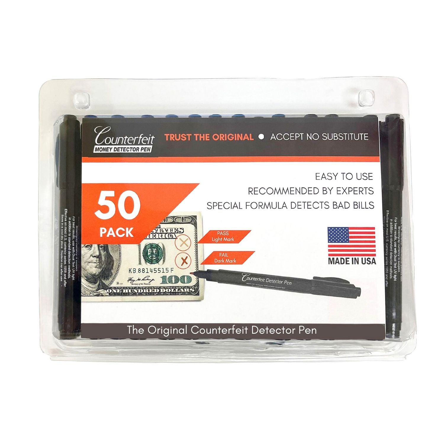 Dri-Mark® Counterfeit Bill Detector Marker Pen, 3 x 7.25 x 0.6, Black, 50/Pack