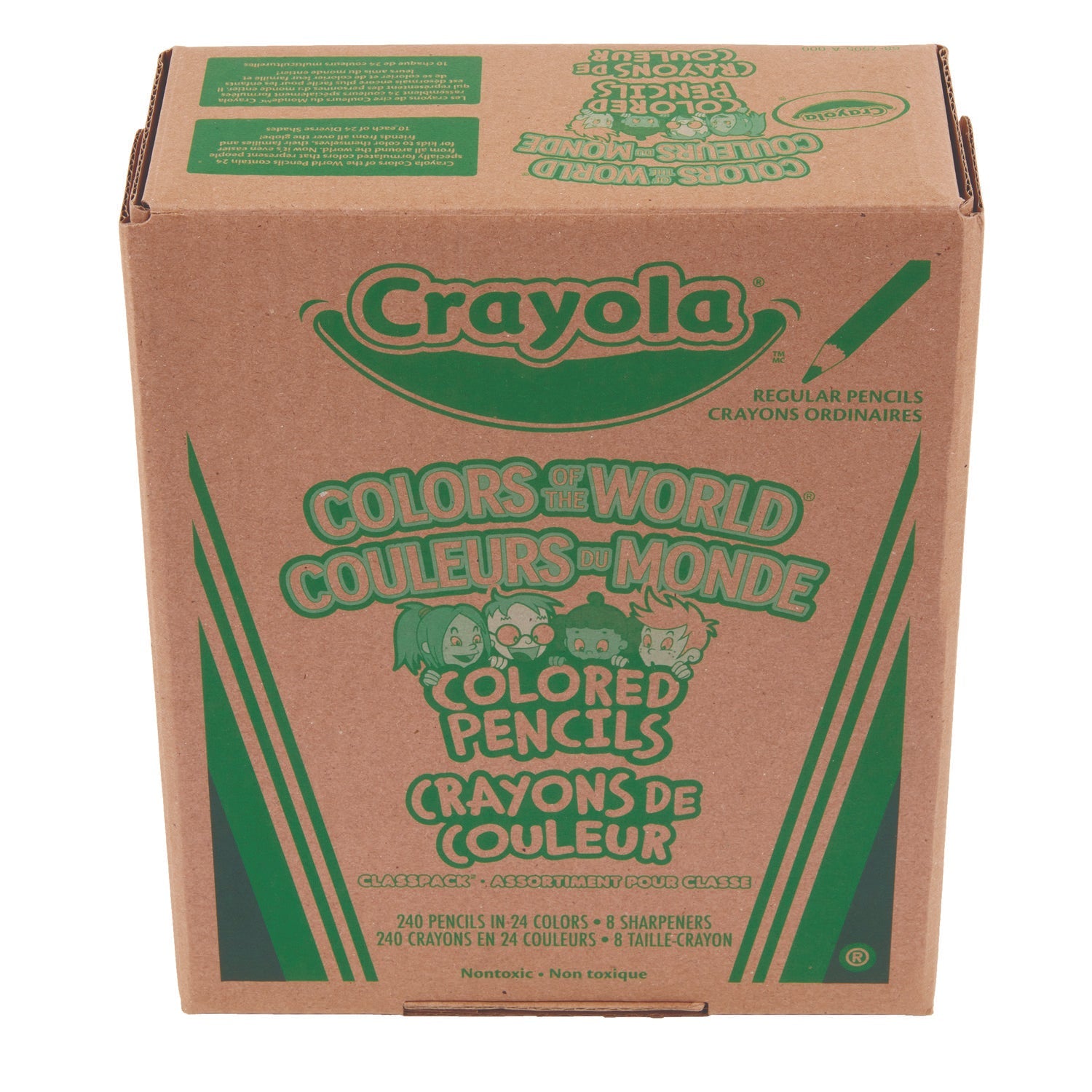 Crayola® Colors of the World Colored Pencils Classpack Set, 24 Assorted Lead and Barrel Colors, 240/Pack