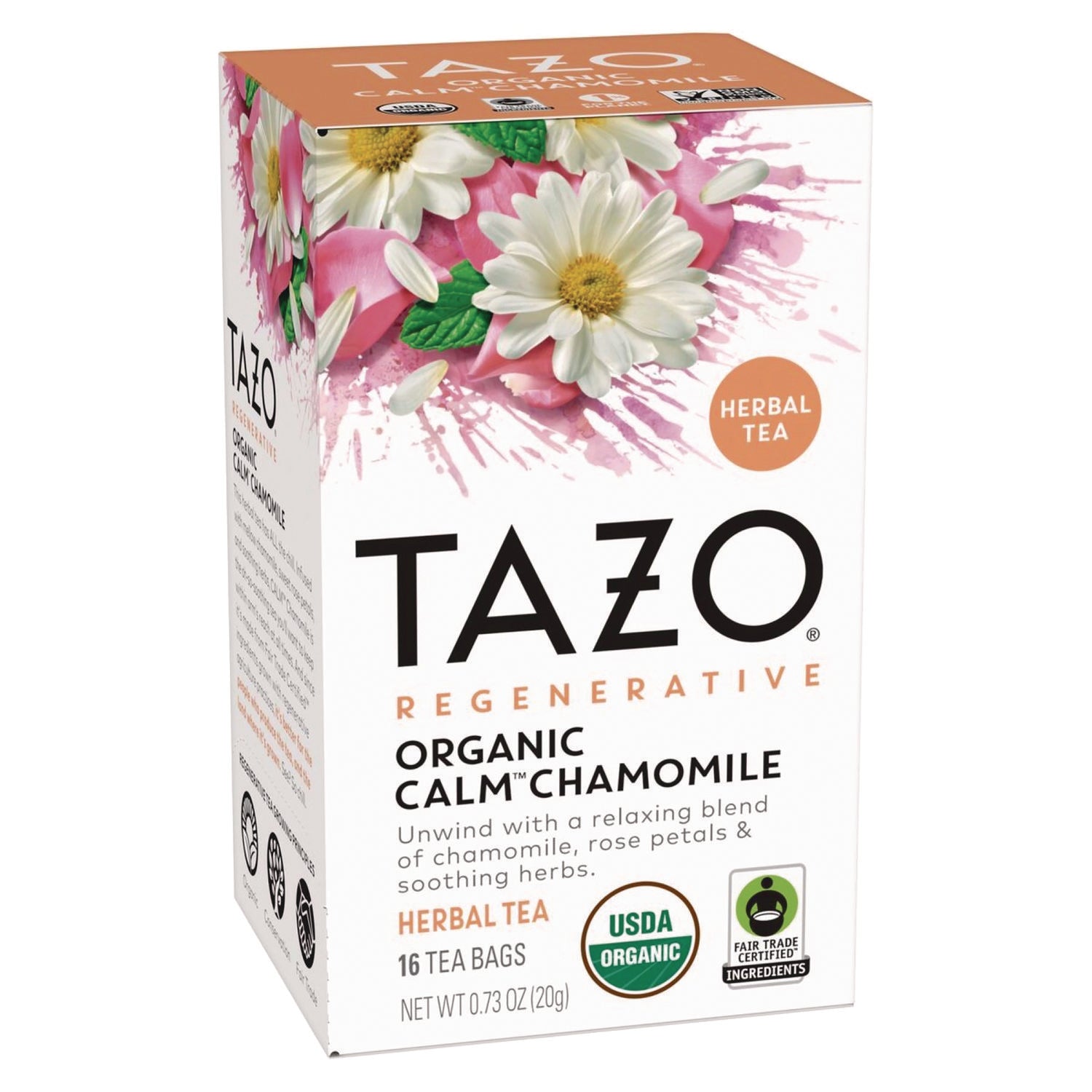 Tazo® Tea Bags, Organic Calm Chamomile, 16/Box, 6 Boxes/Carton
