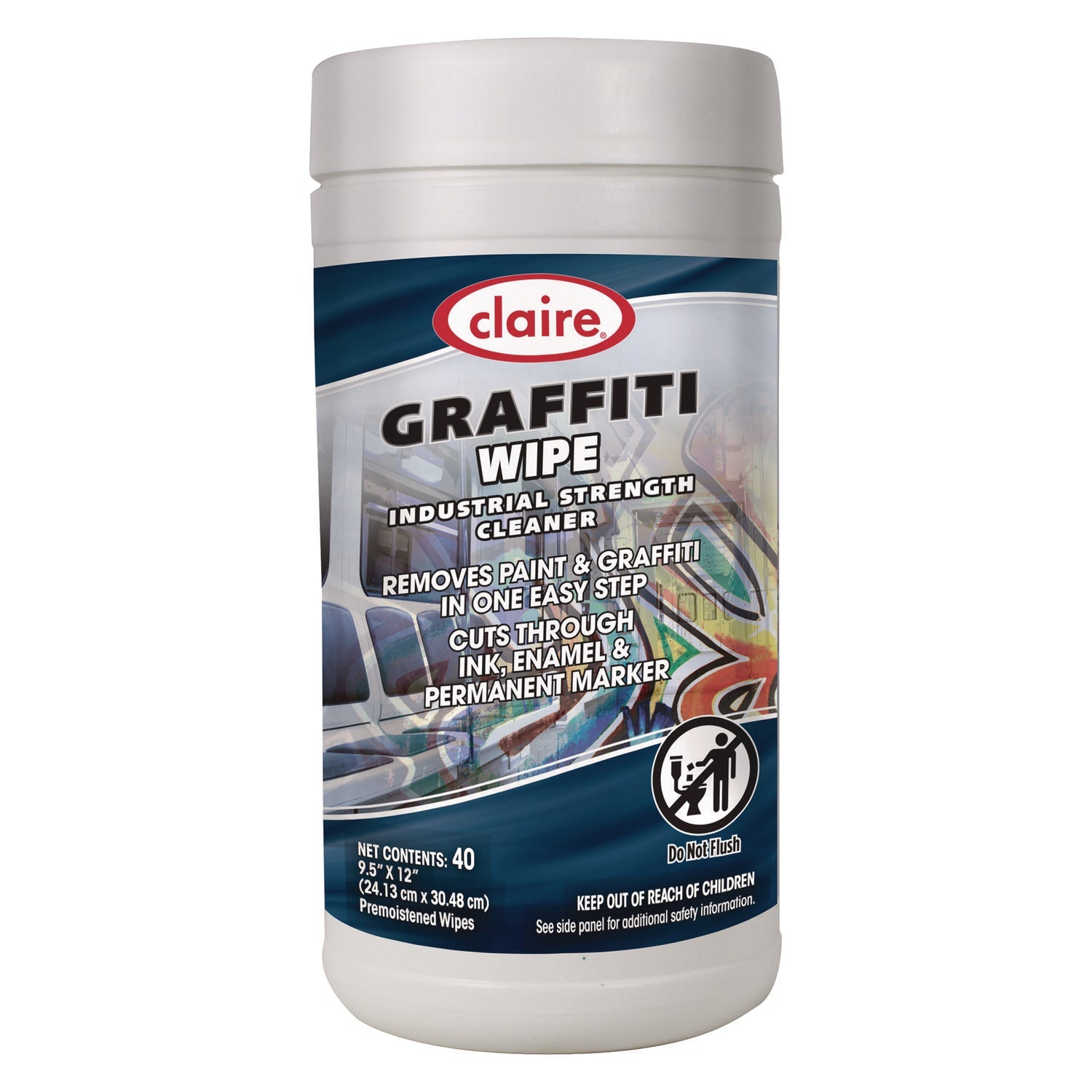 Claire® Graffiti Wipe, 1-Ply, 12 x 9.5, Mild Scent, Purple, 6/Carton