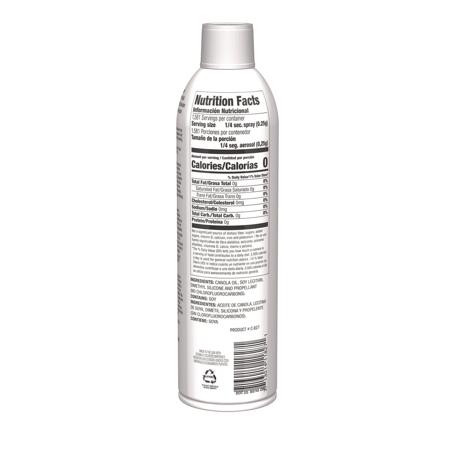 Claire® Canola Oil Cooking Spray, 17 oz Spray Can, 6/Carton