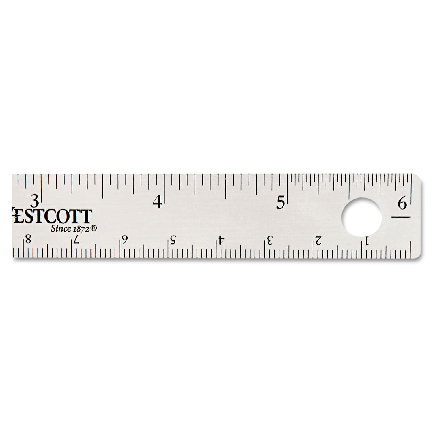 Westcott® Stainless Steel Office Ruler With Non Slip Cork Base, Standard/metric, 6" Long