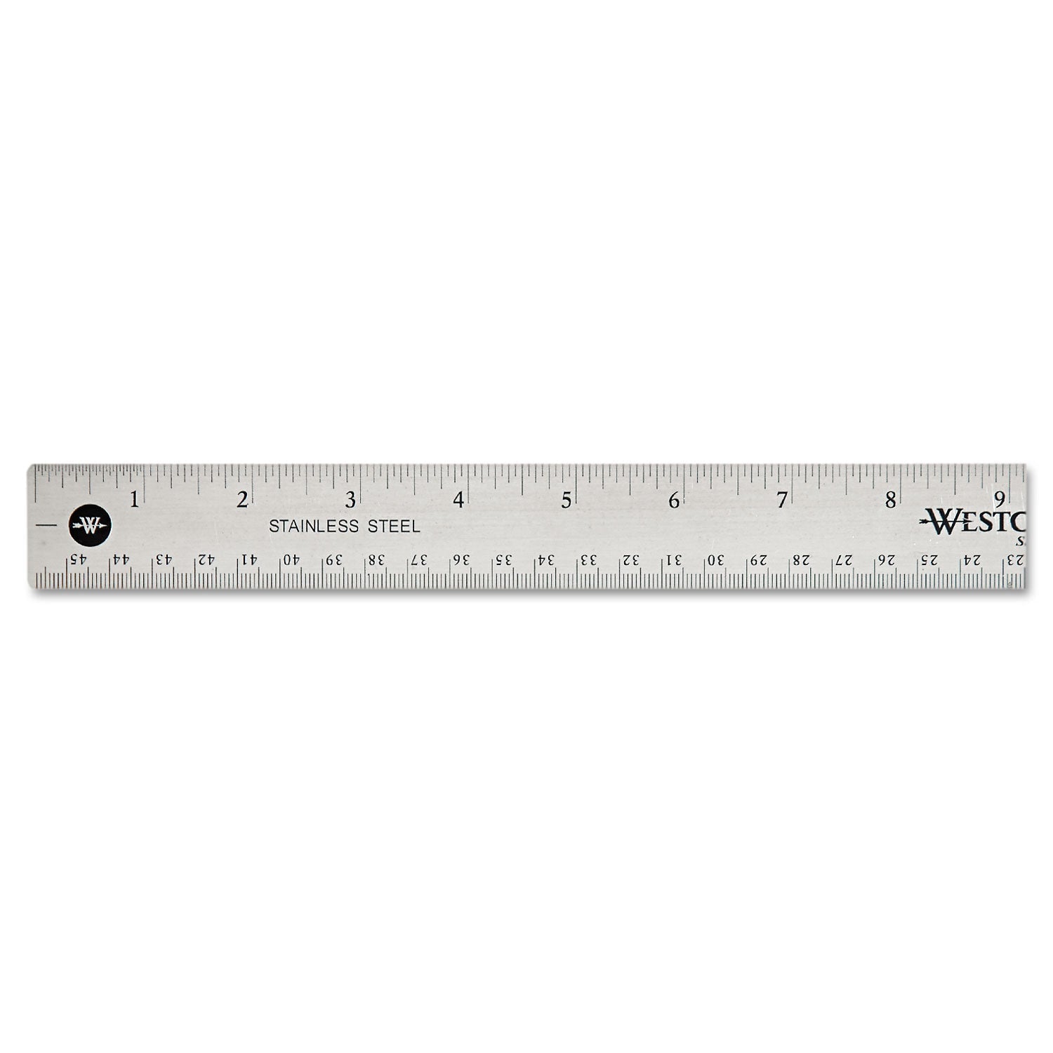 Westcott® Stainless Steel Office Ruler With Non Slip Cork Base, Standard/metric, 18" Long