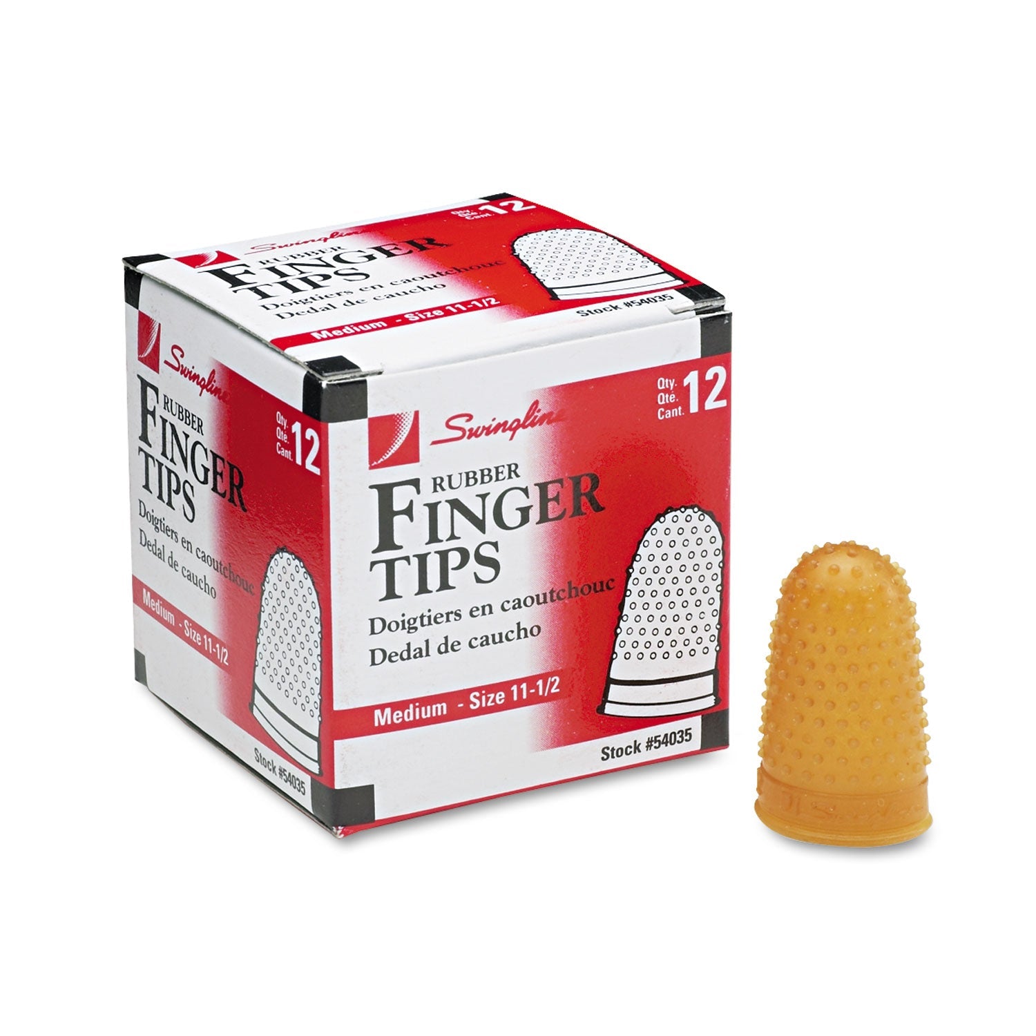 Swingline® Rubber Finger Tips, 11 1/2 (medium), Amber, Dozen