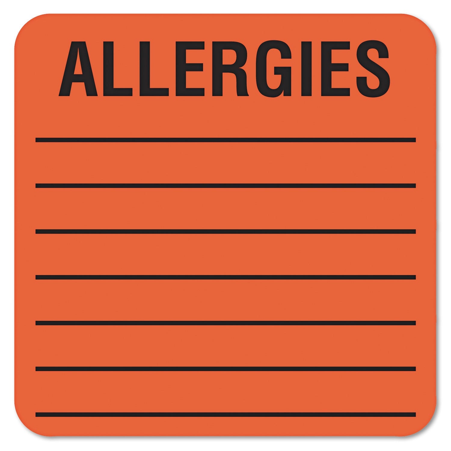 Tabbies® Allergy Warning Labels, Allergies, 2 X 2, Fluorescent Red, 500/roll - Bloom Skins
