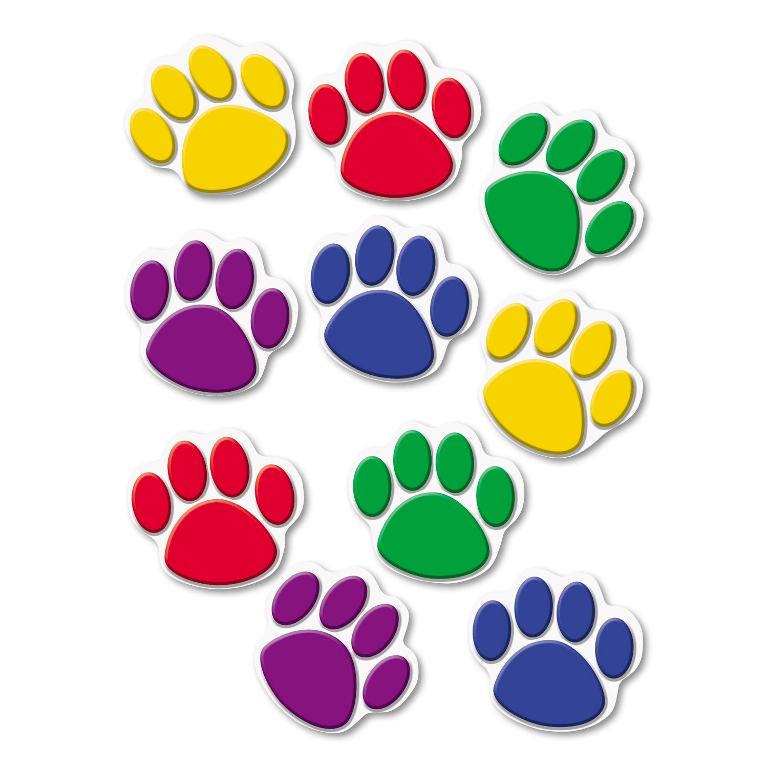 Teacher Created Resources Paw Print Accents, Paw Prints, Assorted Sizes, Assorted Colors, 30/Pack