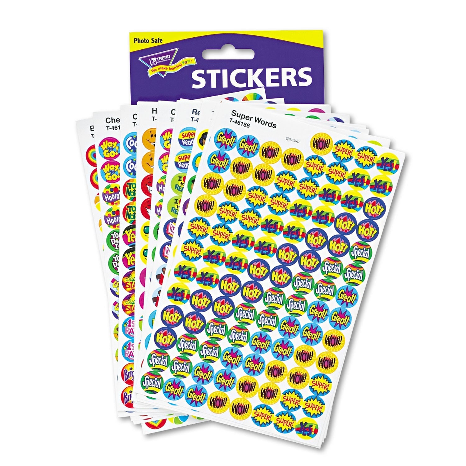 TREND® SuperSpots and SuperShapes Sticker Variety Packs, Positive Praisers, Assorted Colors, 2,500/Pack