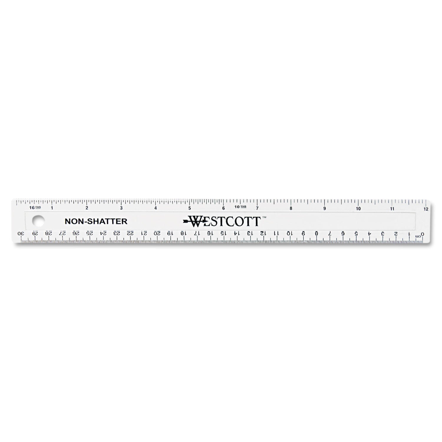 Westcott® Non-Shatter Flexible Ruler, Standard/metric, 12" Long, Plastic, Clear