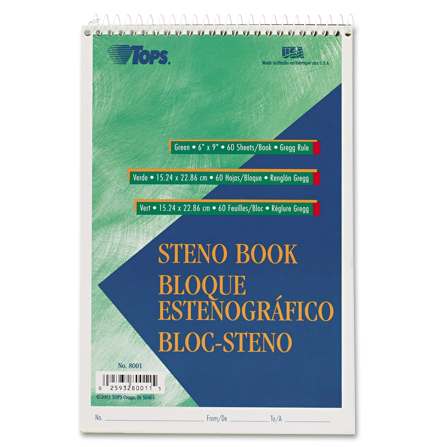 TOPS® Gregg Steno Pads | Green-Tint