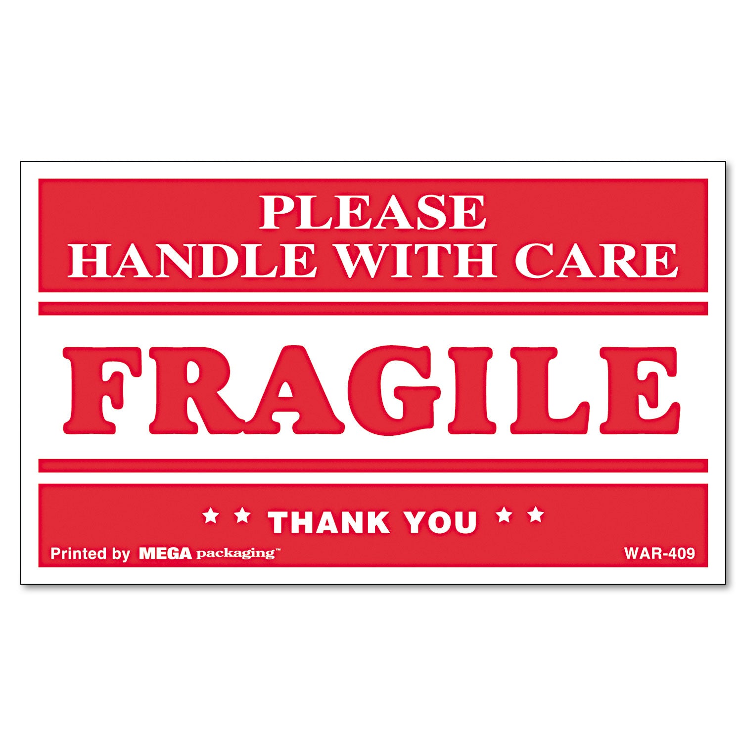 Universal® Printed Message Self-Adhesive Shipping Labels, Fragile Handle With Care, 3 X 5, Red/clear, 500/roll