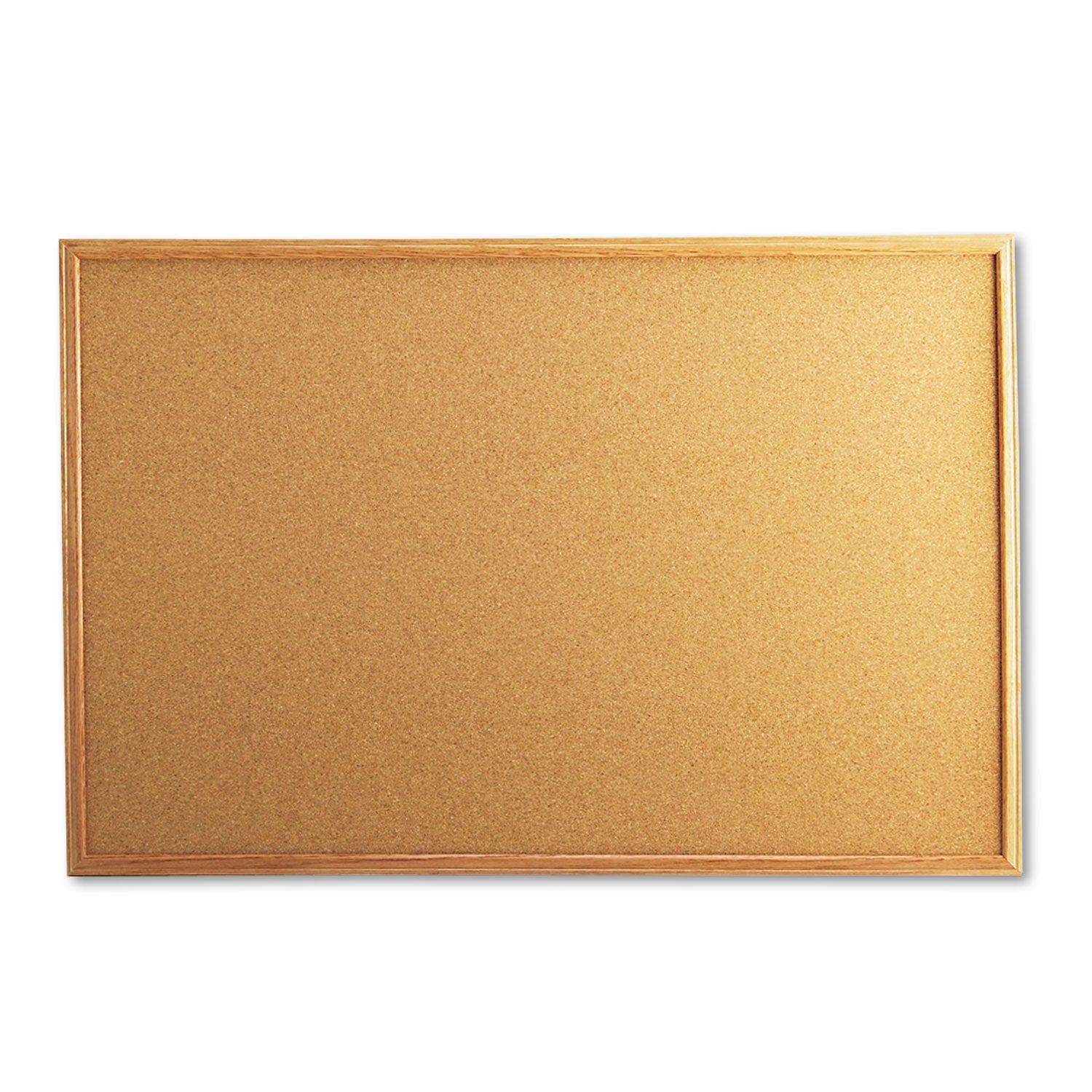 Universal® Cork Board with Oak Style Frame, 36" x 24", Tan Surface, Oak Finished Wood Frame