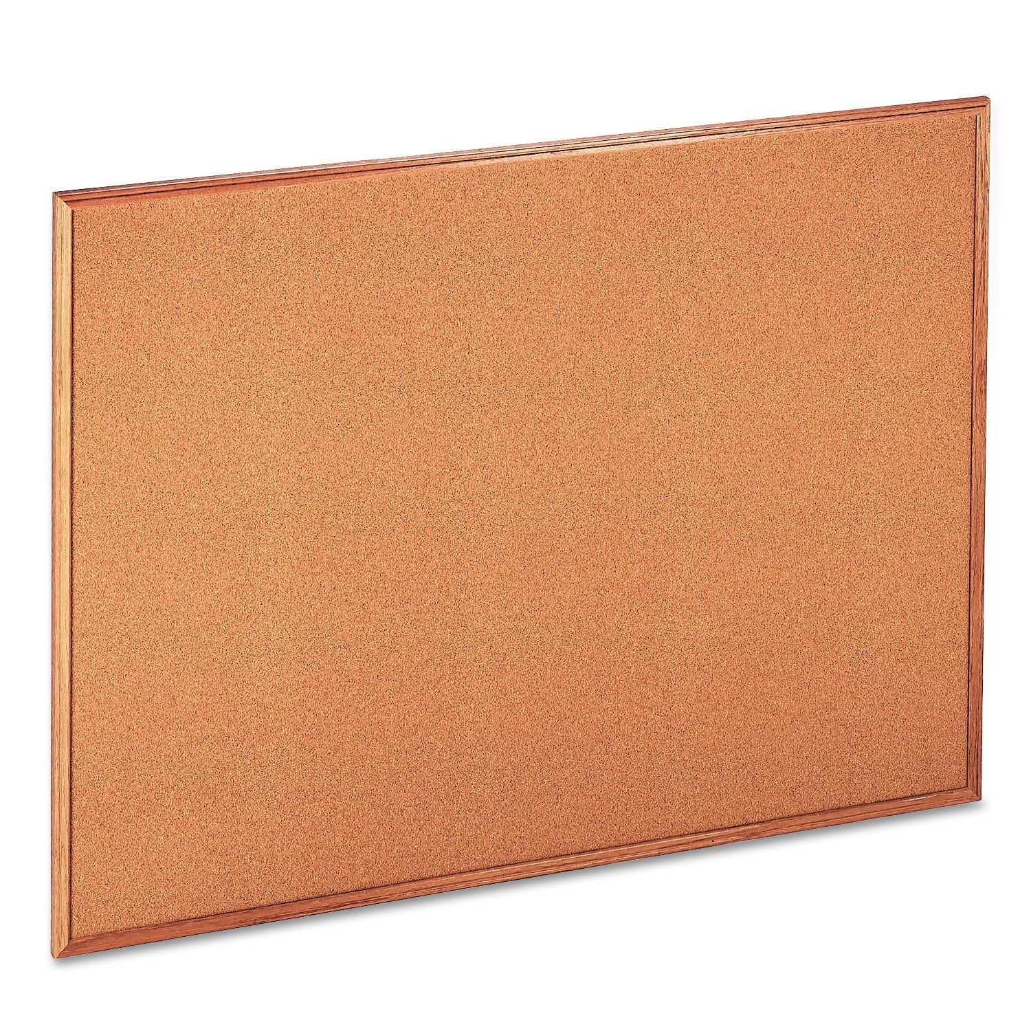 Universal® Cork Board with Oak Style Frame, 48" x 36", Tan Surface, Oak Finished Wood Frame