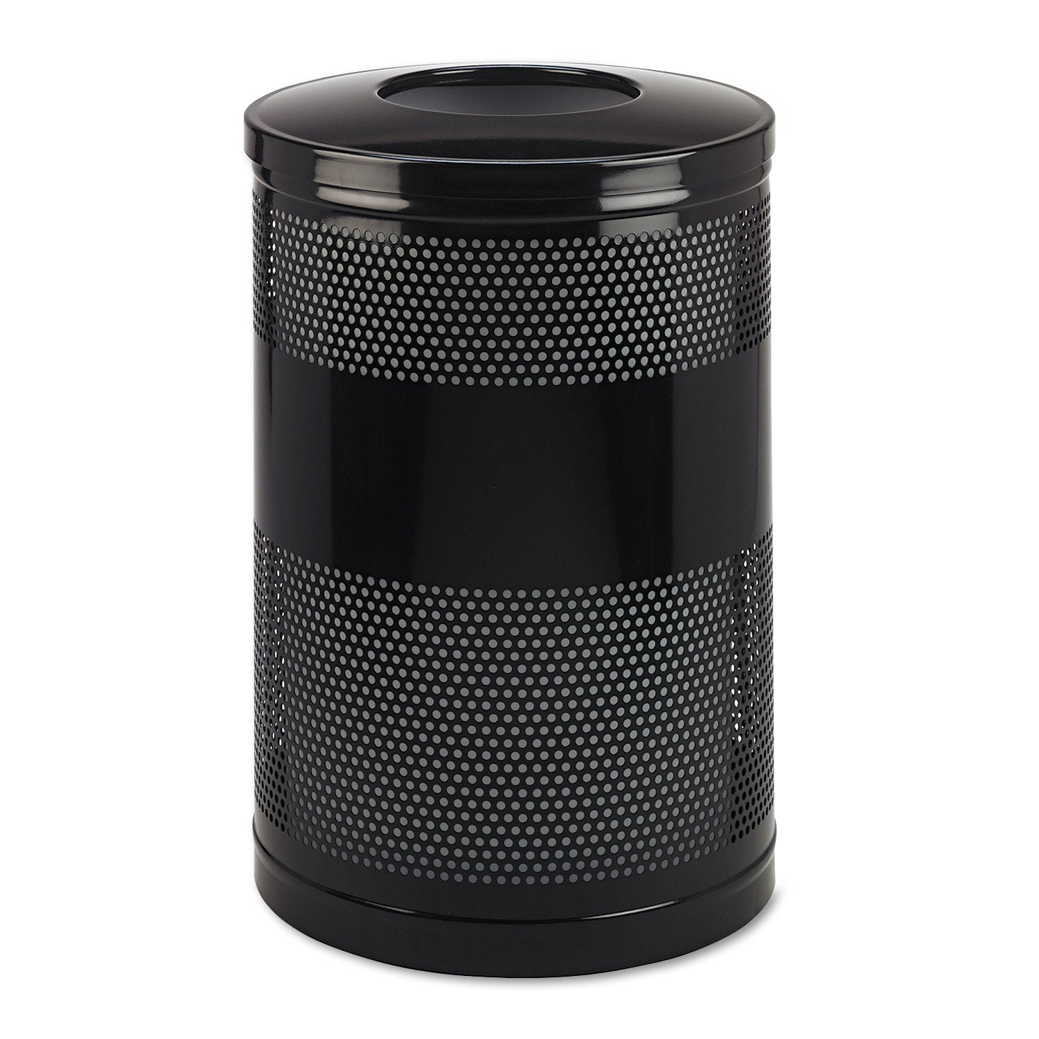 Rubbermaid® Commercial Classics Perforated Open Top Receptacle, 51 gal, Steel, Black