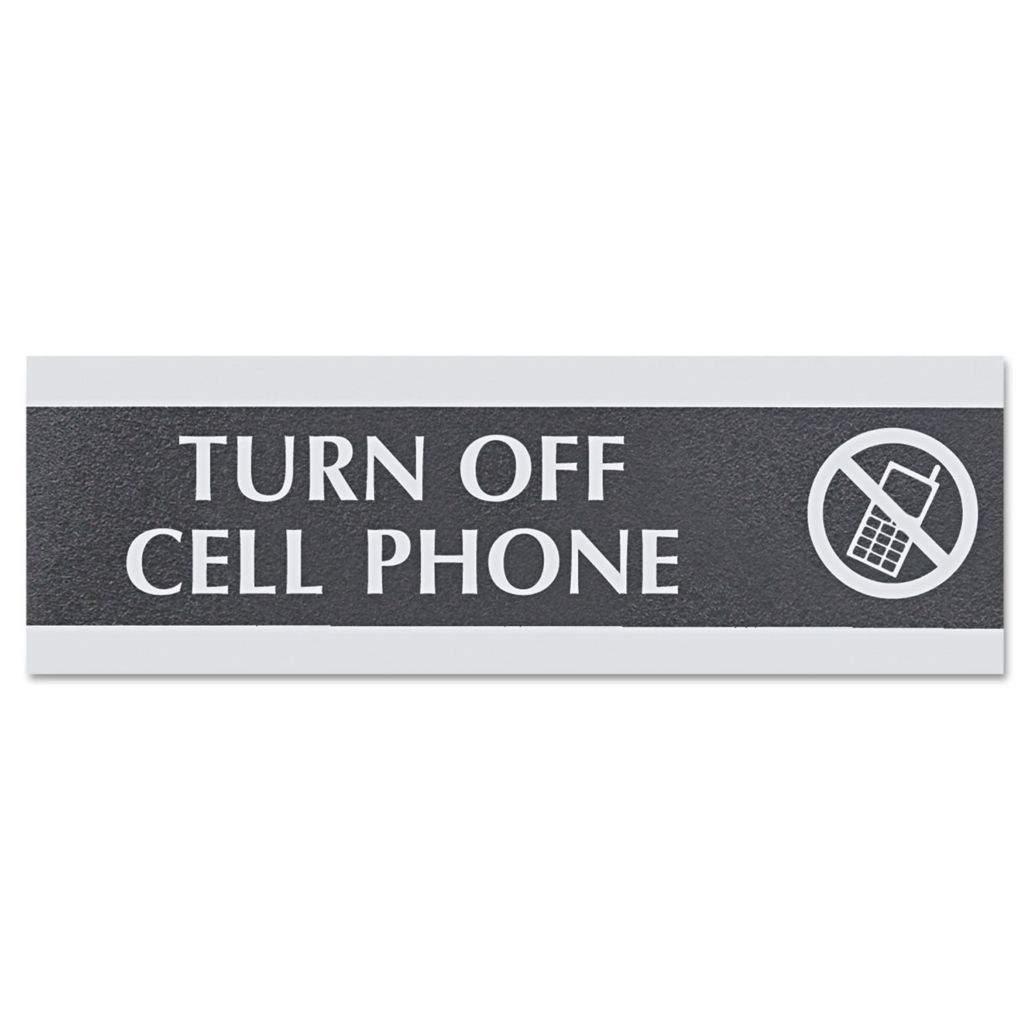 Turn Off Cell Phone Sign | 9x3, Black/Silver