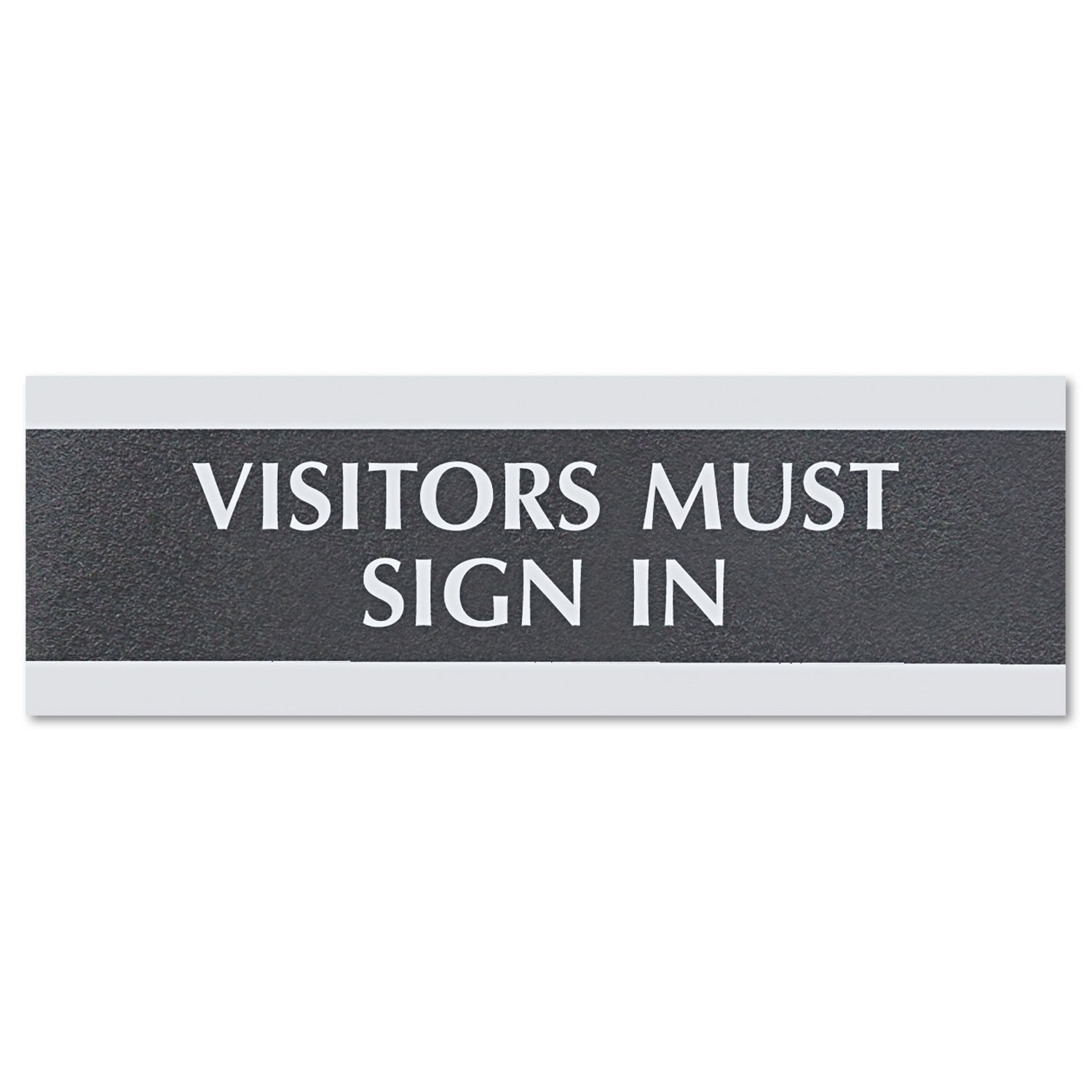 Visitors Must Sign In Sign | 9x3 Black/Silver